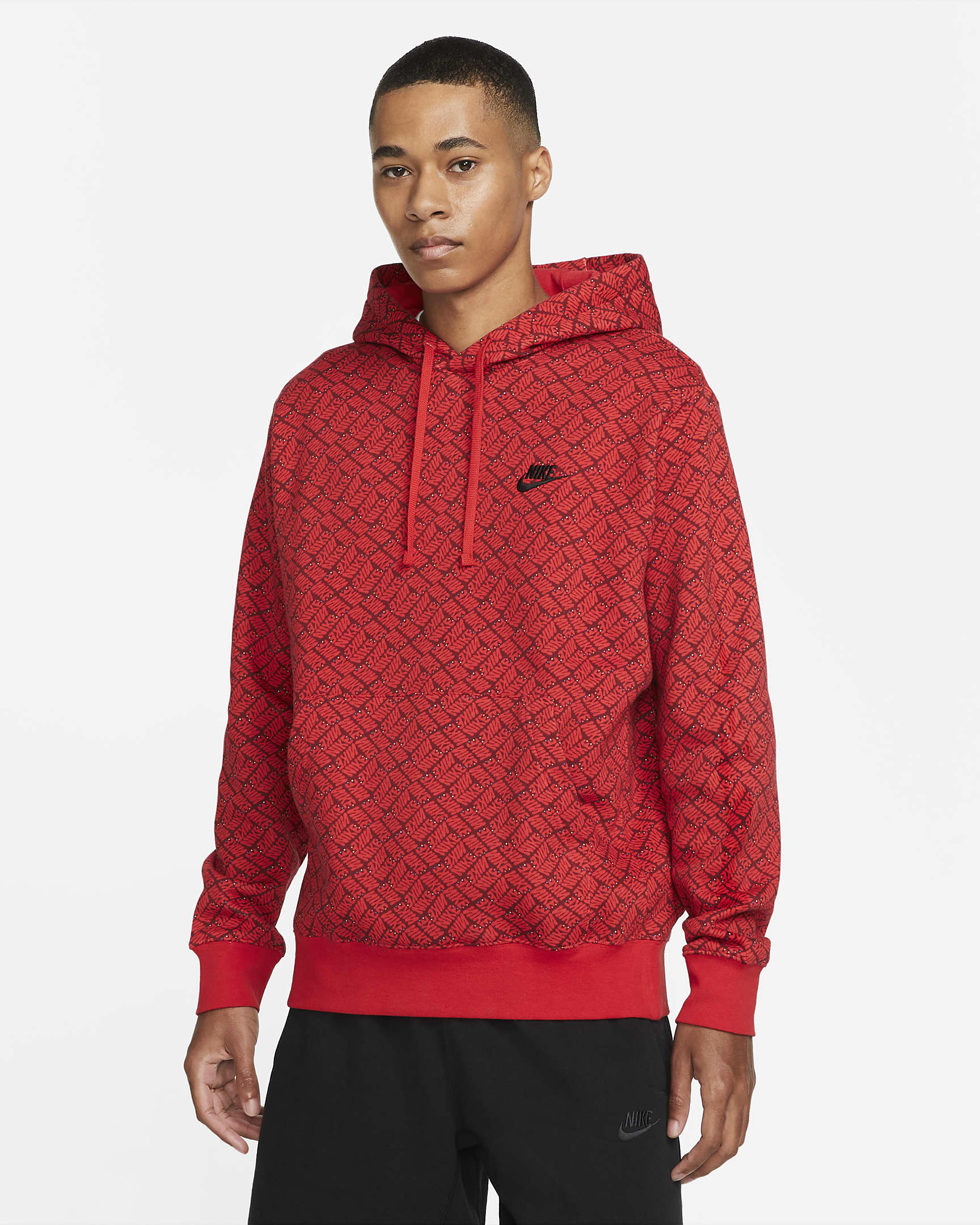 Nike Sportswear Sport Essentials+ Men\'s Fleece Pullover Hoodie University Red/Black