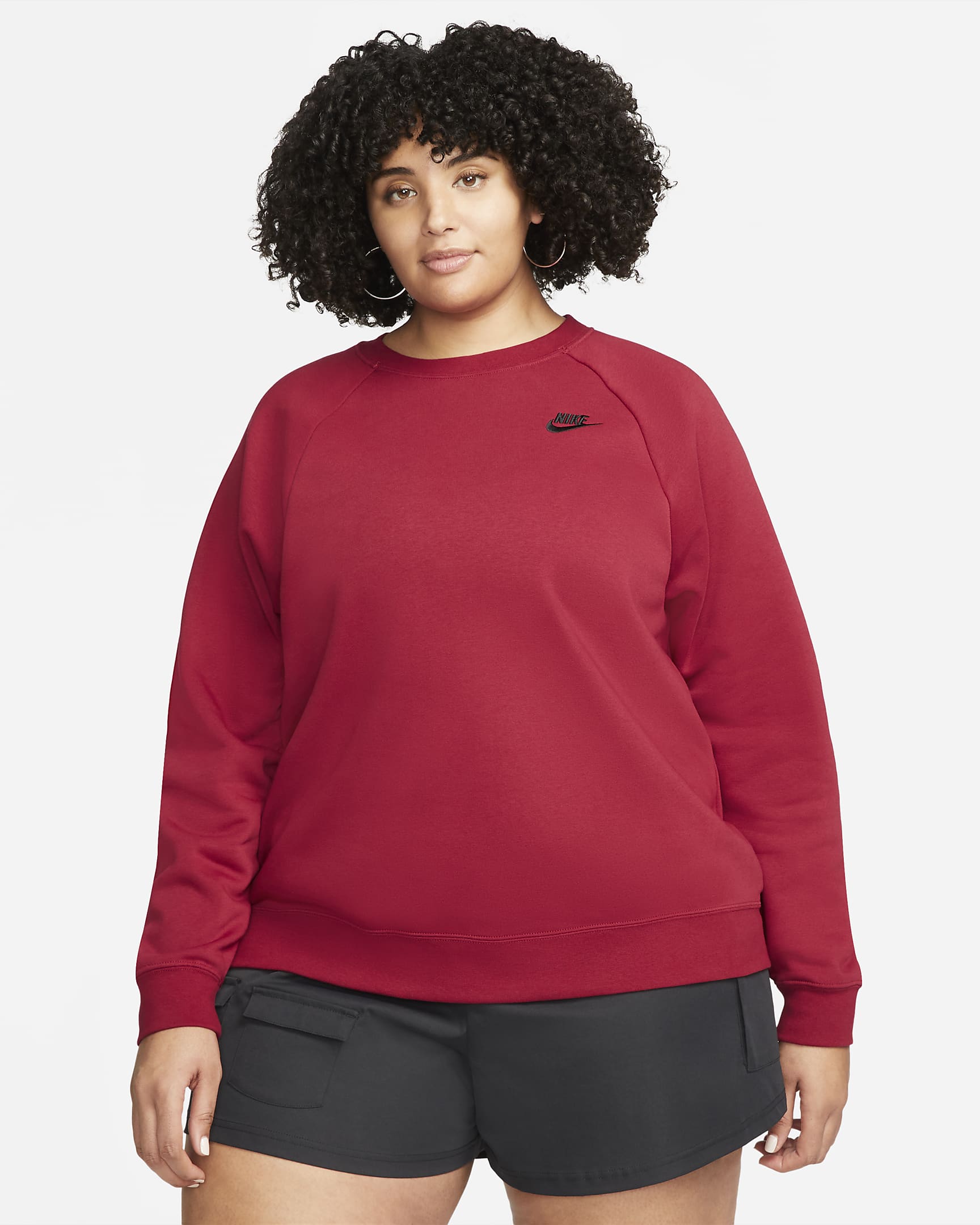 Nike Sportswear Essential Women\'s Crew (Plus Size) Pomegranate/Black