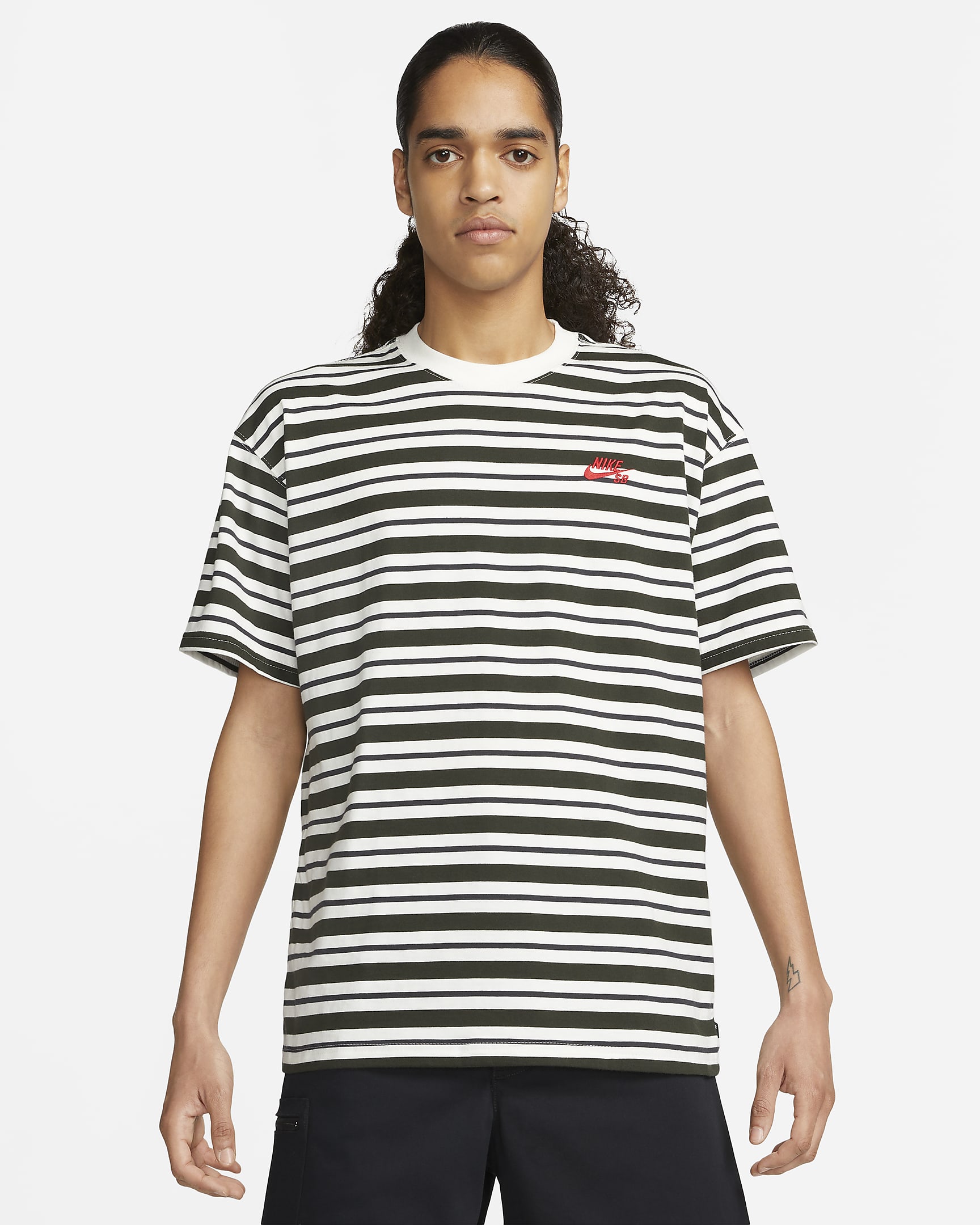 Nike SB Striped Skate T-Shirt Sail/Dark Smoke Grey/Sequoia