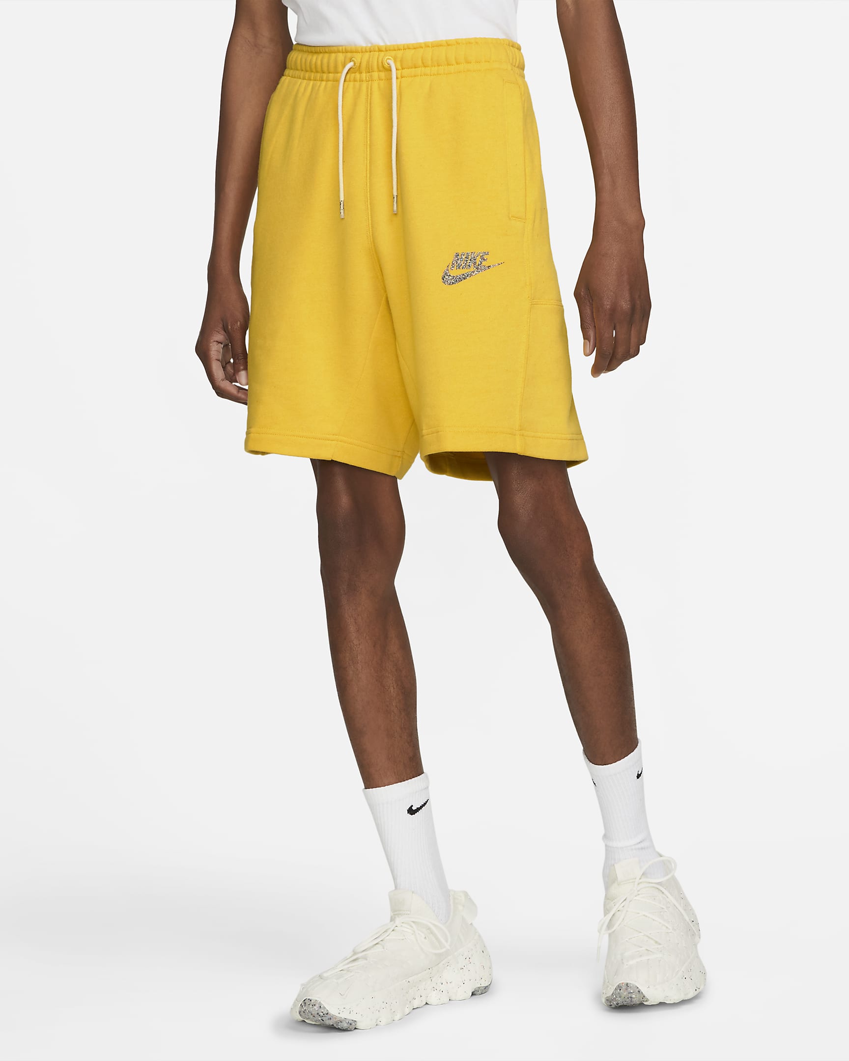 Nike Sportswear Men\'s Fleece Shorts Vivid Sulfur/White