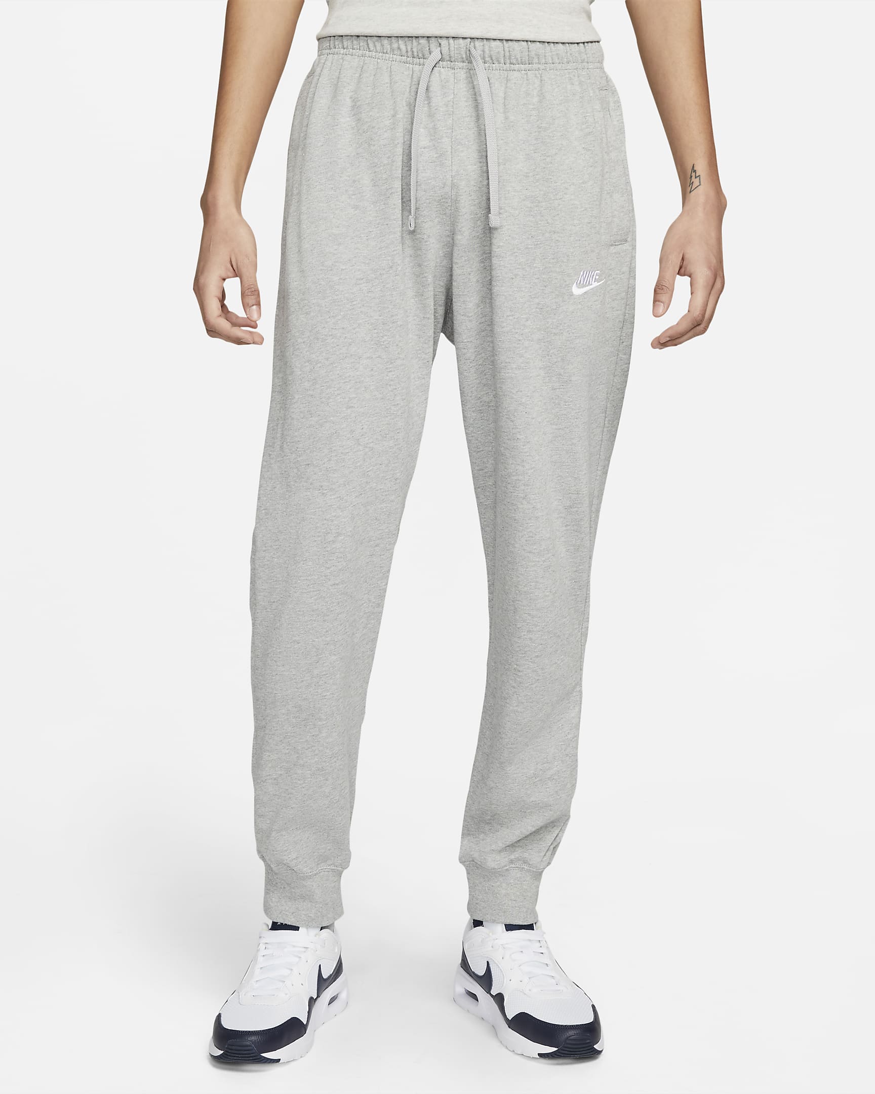 Nike Sportswear Club Men\'s Jersey Joggers Dark Grey Heather/White