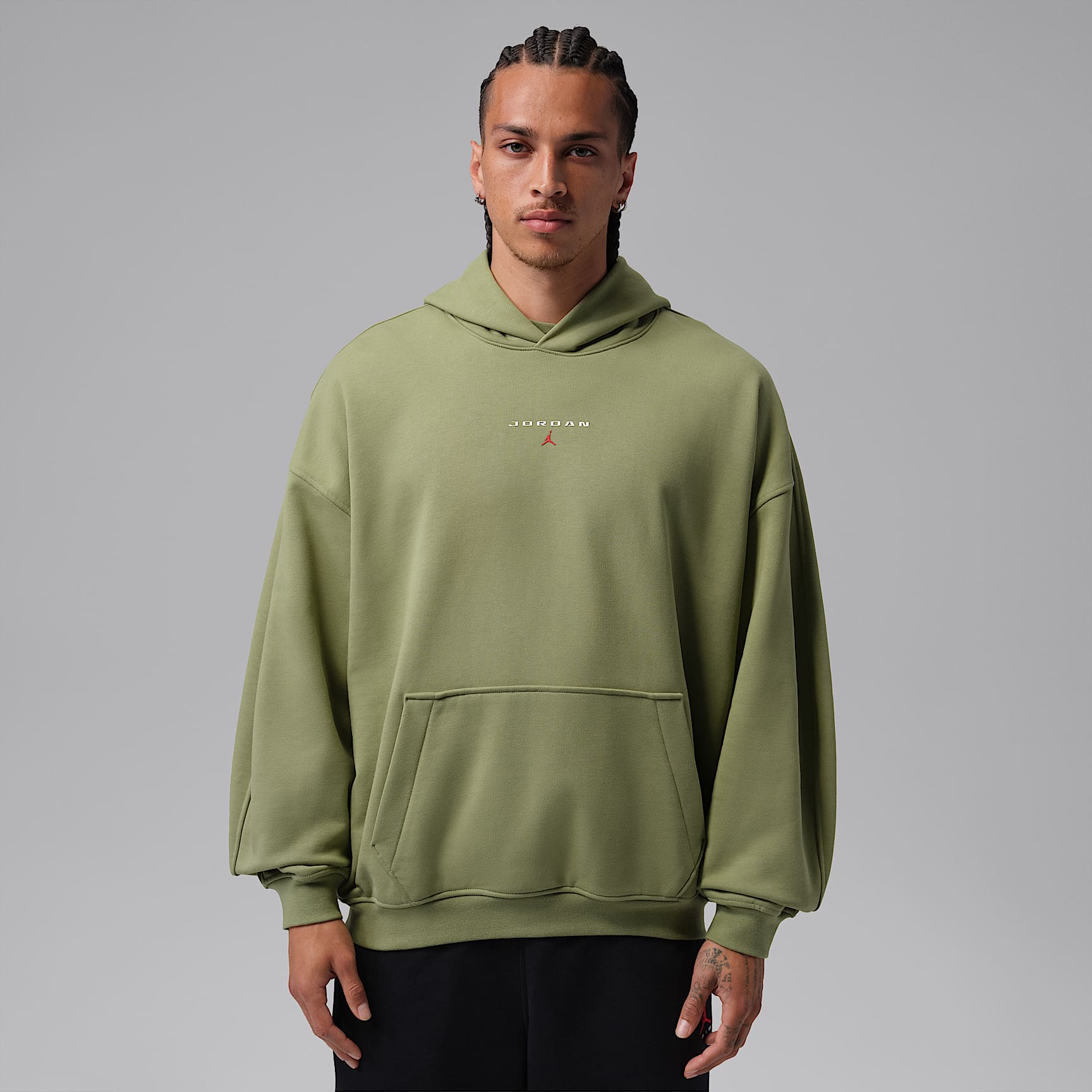 Jordan Flight Fleece túlméretezett, kapucnis, belebújós férfipulóver