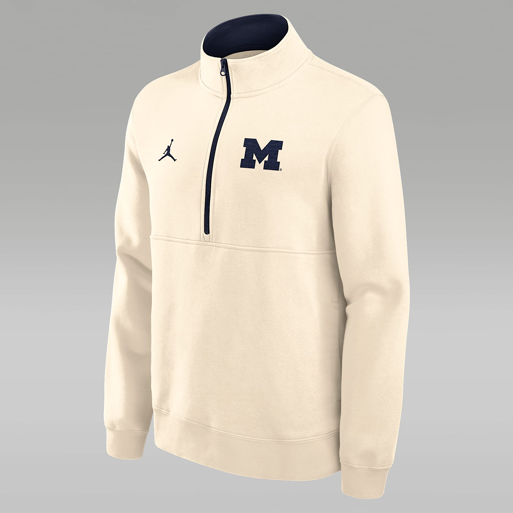 Sudadera de cuello redondo universitaria marca Jordan de medio cierre para hombre Michigan Primetime Primary Logo