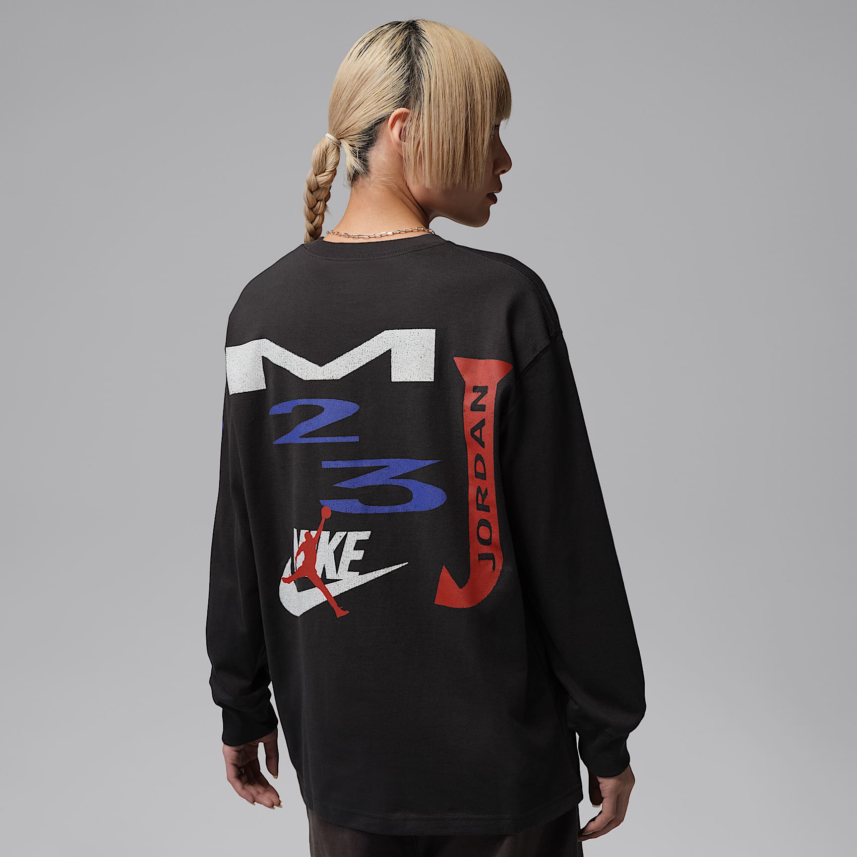 조던 플라이트 여성 오버사이즈 긴팔 티셔츠