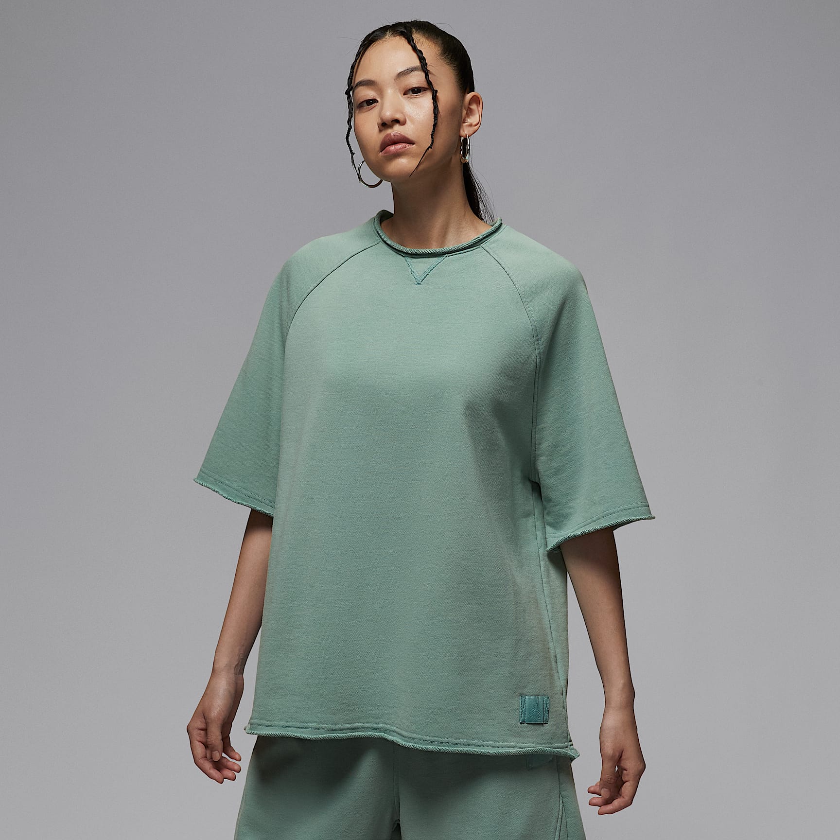 ジョーダン フライト フリース ウィメンズ オーバーサイズド ショートスリーブ フレンチテリー トップ