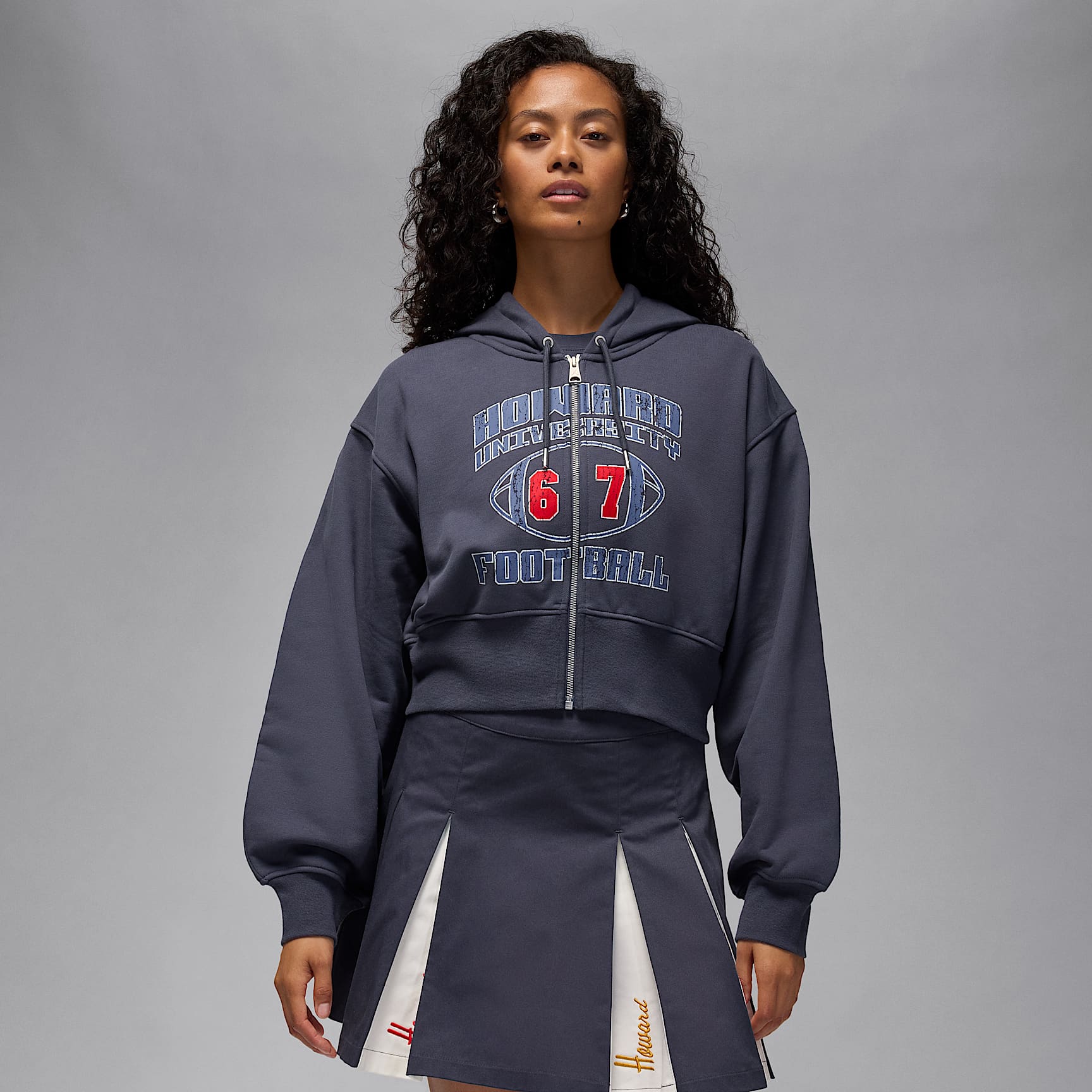 Jordan Flight Fleece x Howard University Women's Full-Zip Cropped Hoodie