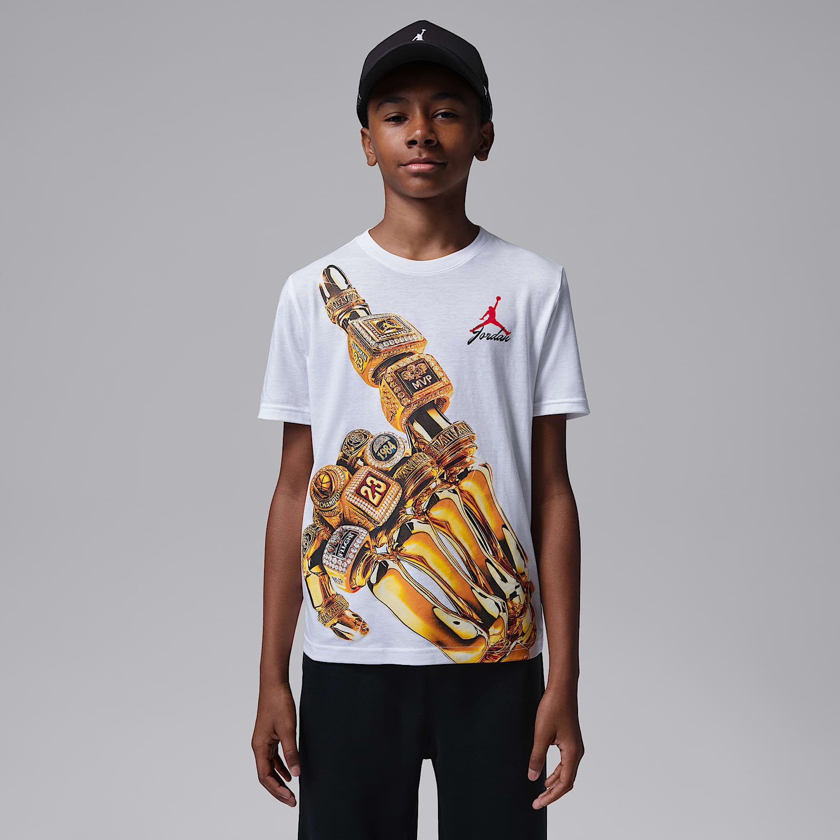 Playera 23 Skeleton Rings para niños talla grande Jordan