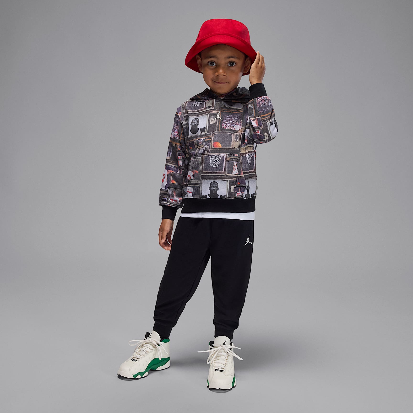 Conjunto de dos piezas de sudadera con gorro sin cierre de French Terry Brooklyn estampado infantil