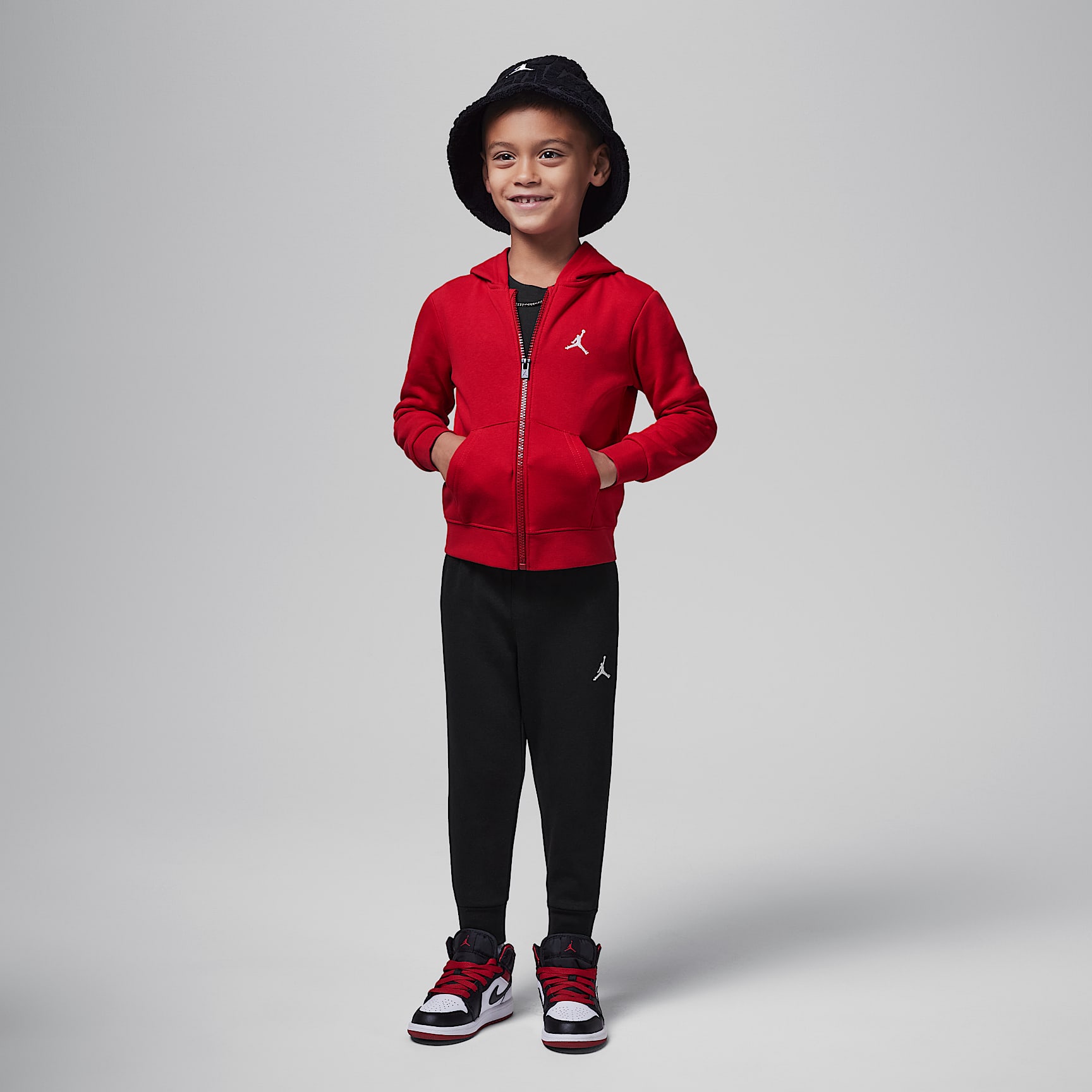 Conjunto de sudadera con gorro de 2 piezas de cierre completo infantil Jordan Brooklyn Fleece