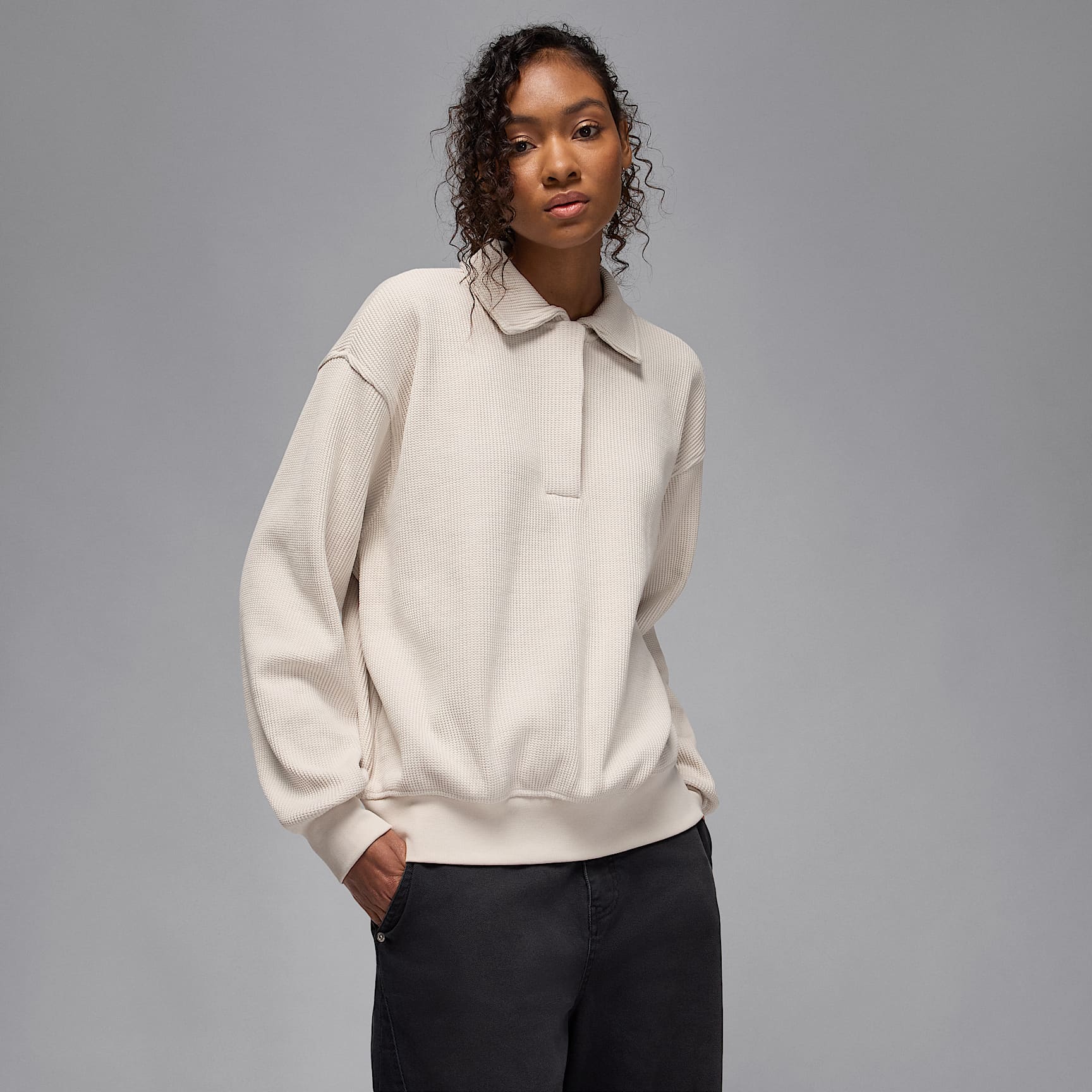 Playera de manga larga de tejido waffle para mujer Jordan Flight