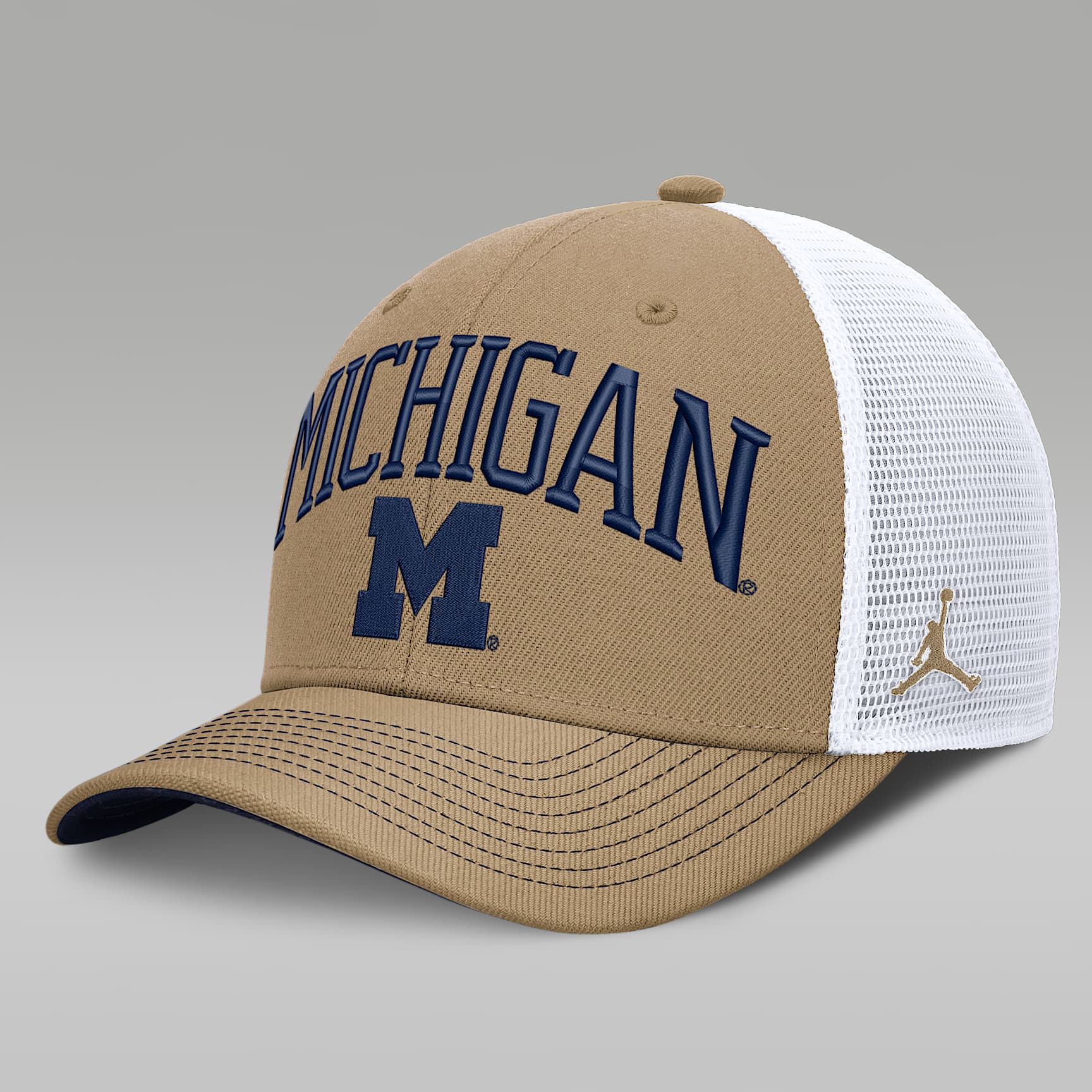 Michigan Primetime Arched Men's Jordan Brand Dri-FIT College Trucker Adjustable Hat