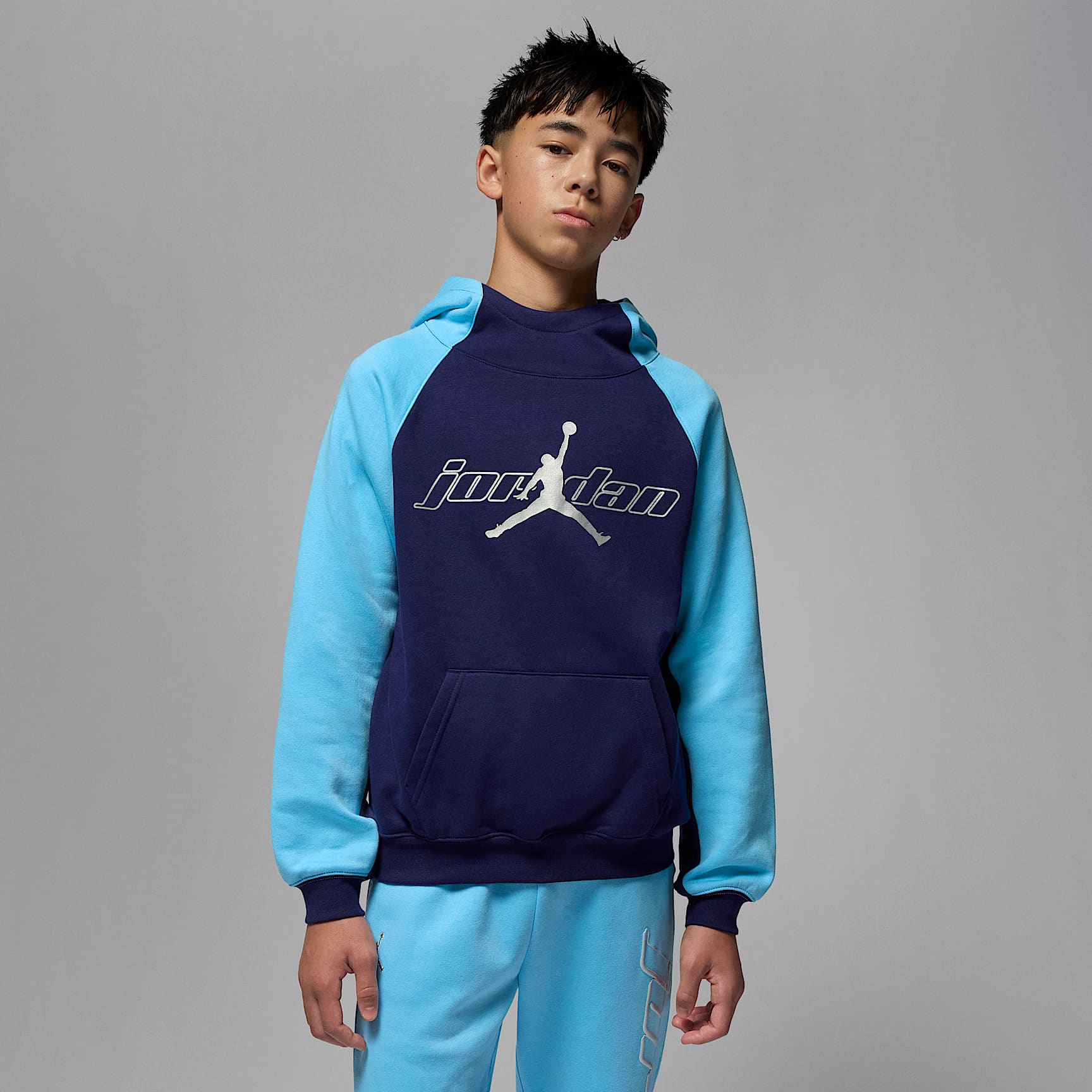 Sudadera con gorro sin cierre de tejido Fleece para niños talla grande Jordan Mountainside