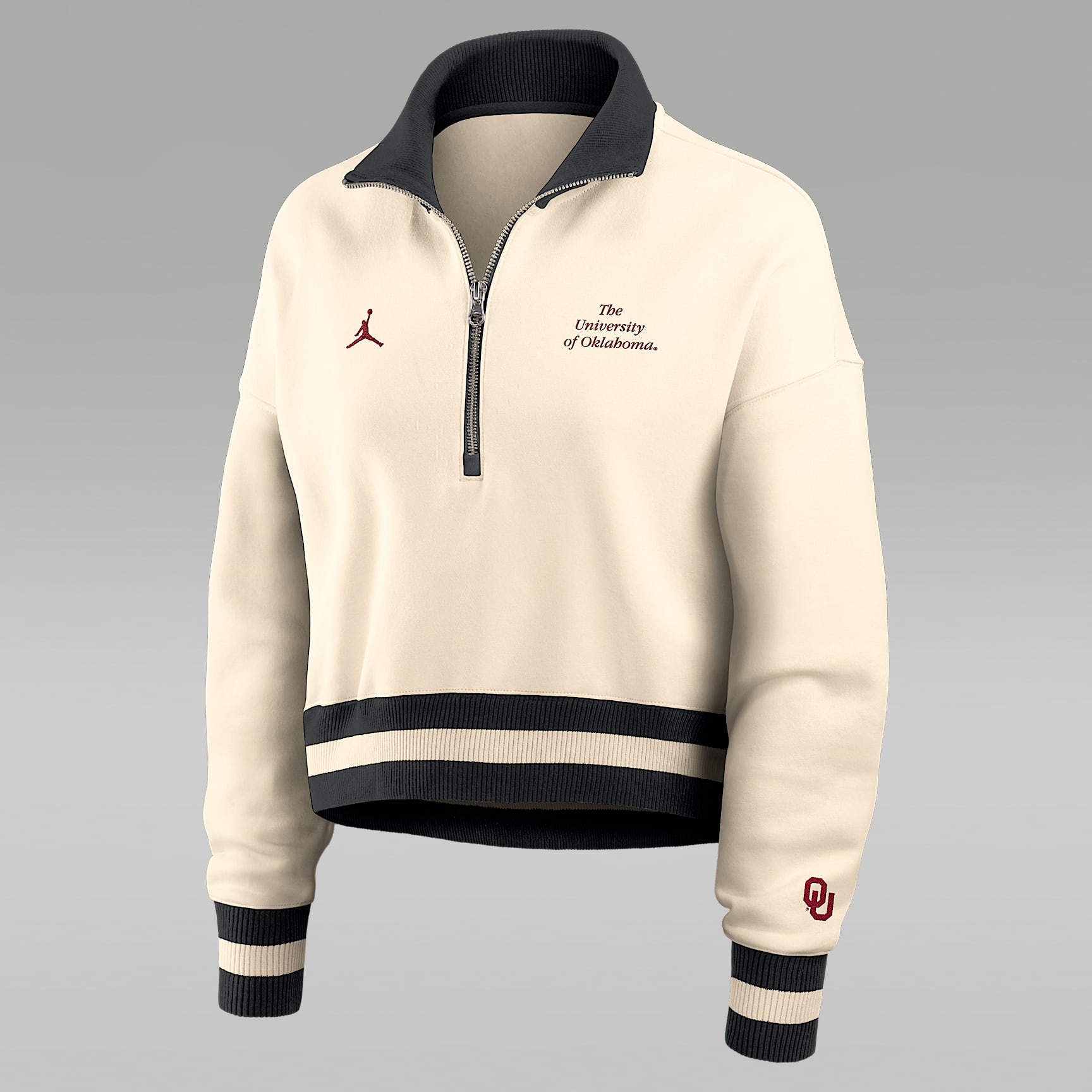 Oklahoma Legacy Women's Jordan Brand College Cropped 1/4-Zip Crew