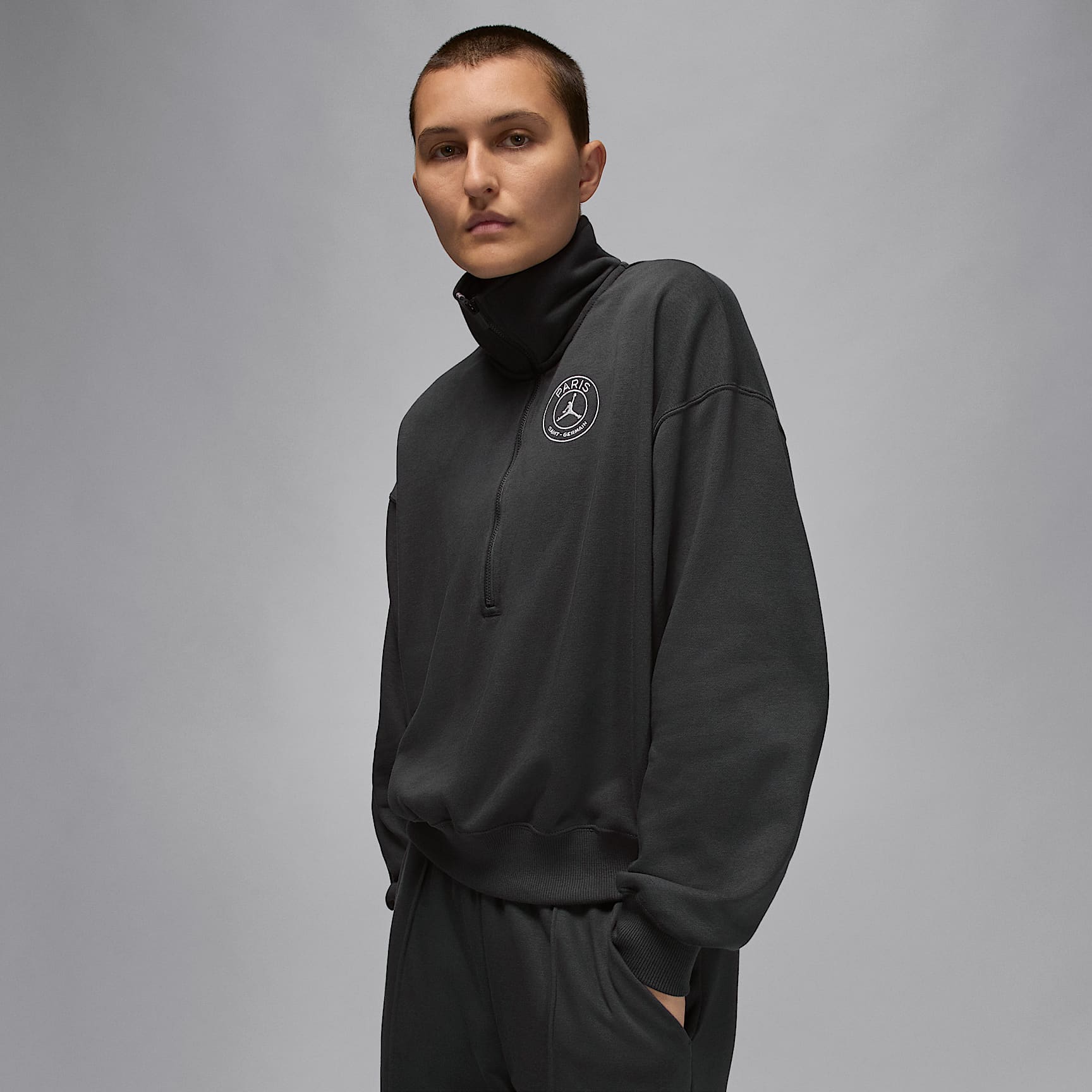 Sudadera de tejido Fleece con medio cierre para mujer Paris Saint-Germain