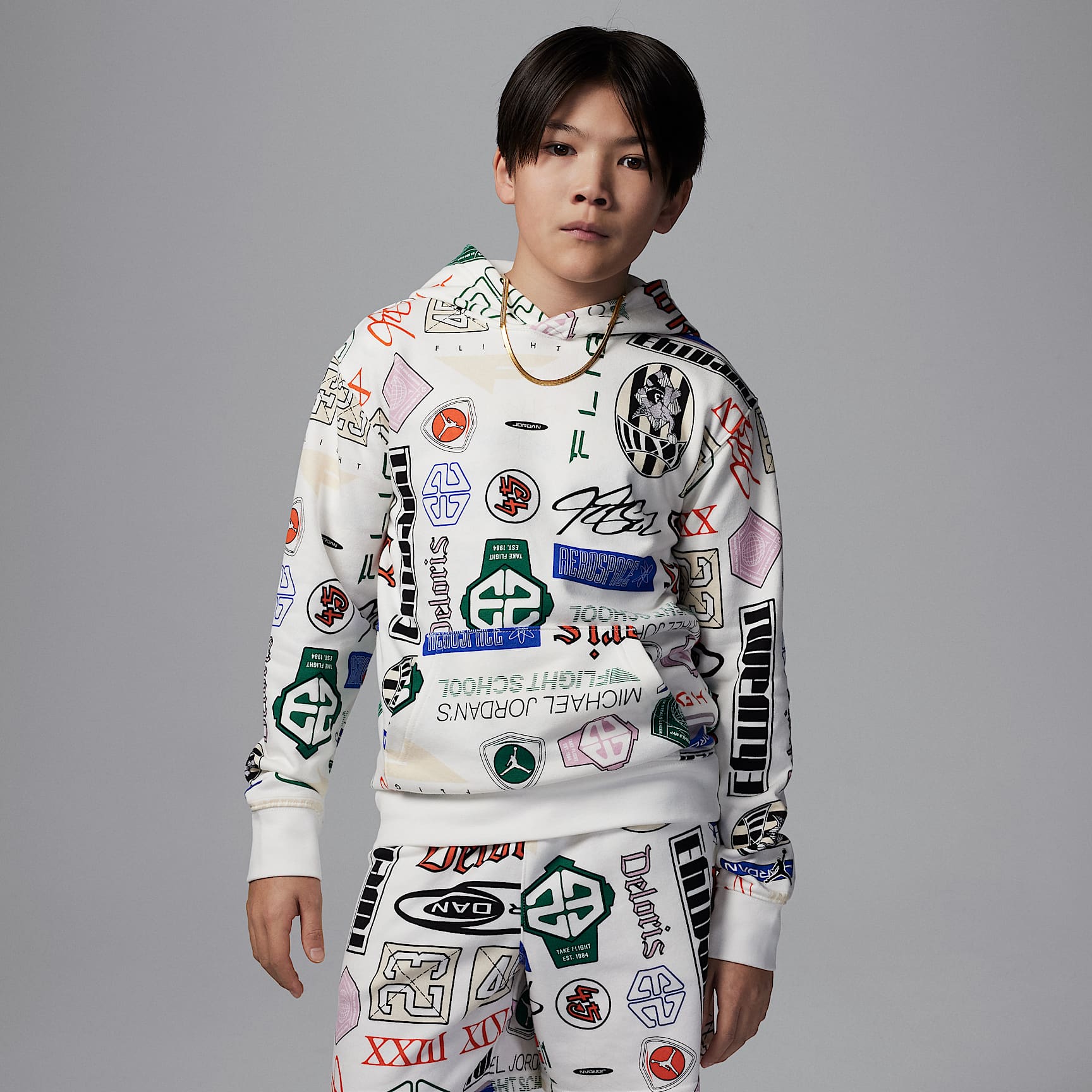 Sudadera con gorro estampada de French Terry para niño talla grande Jordan Essentials