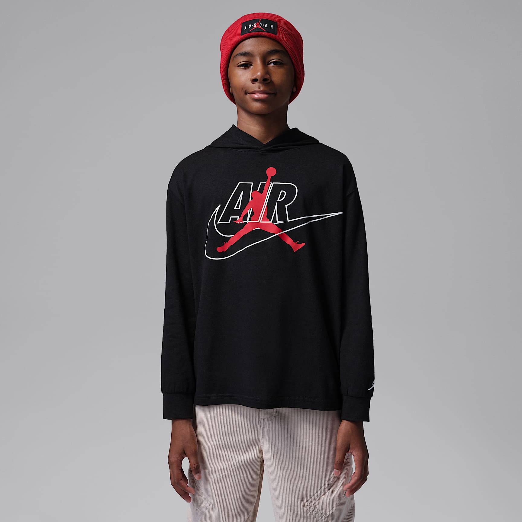 ジョーダン ジュニア Jumpman Air フーデッド ロングスリーブ Tシャツ