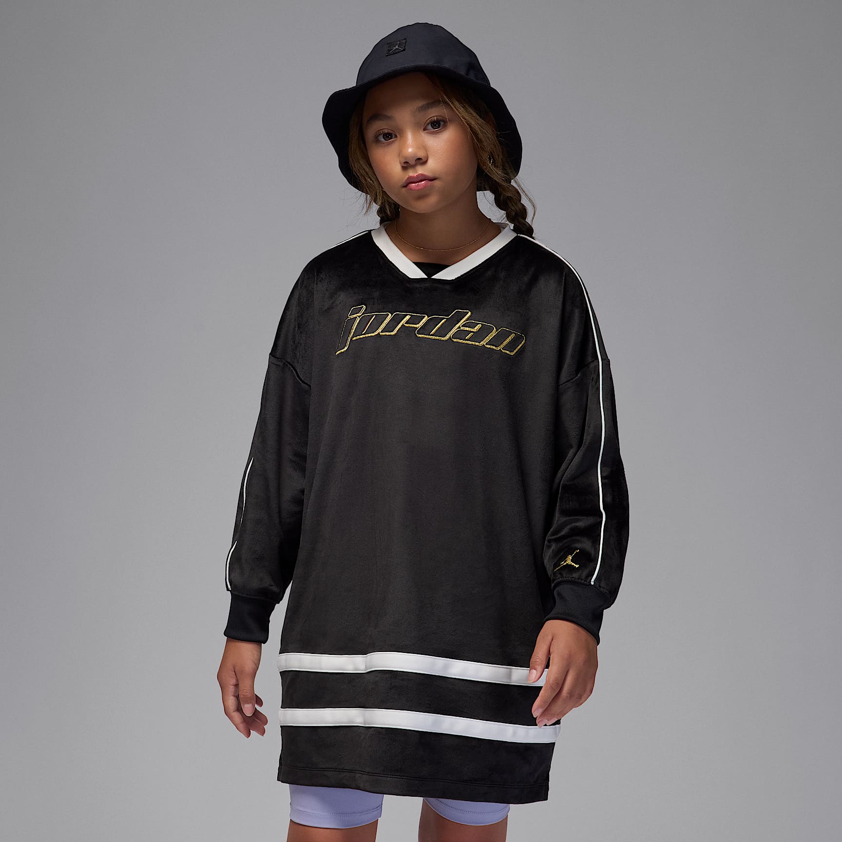 Jordan Mountainside-velourkjole til større børn