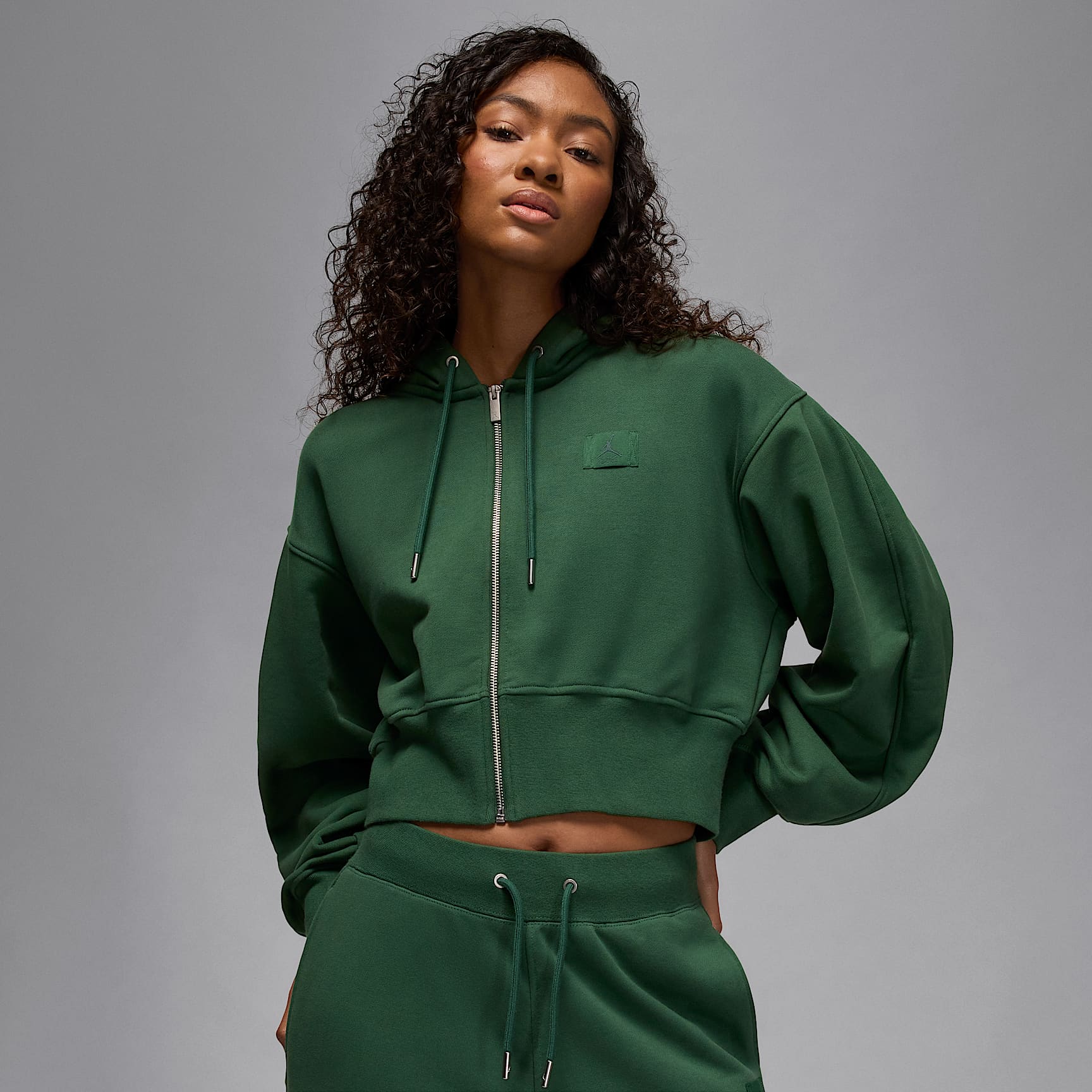 Damska krótka bluza z kapturem z satynową podszewką Jordan Flight Fleece