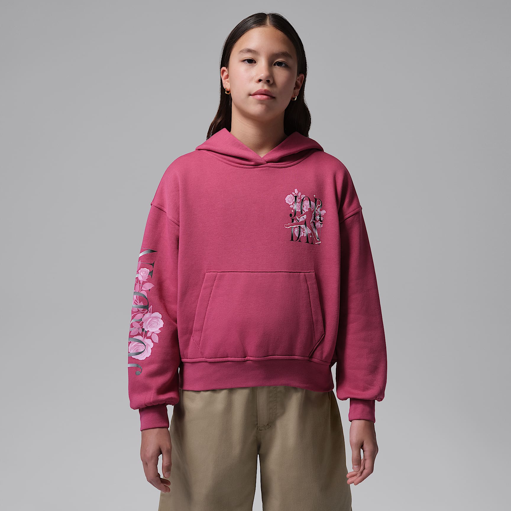 Jordan Big Kids' Jumpman Floral Stack Hoodie