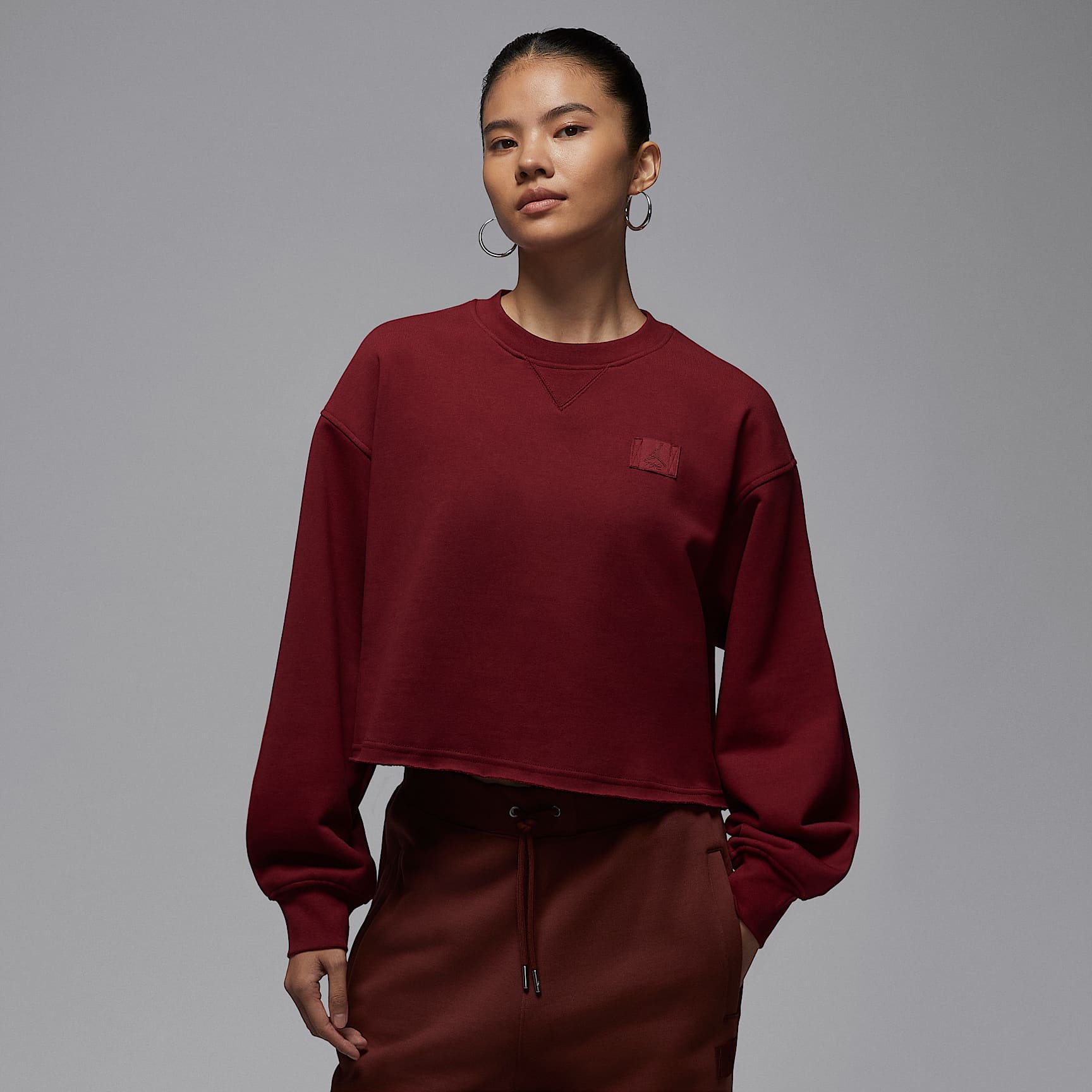 조던 플라이트 플리스 여성 모드 크롭 크루넥 스웻셔츠