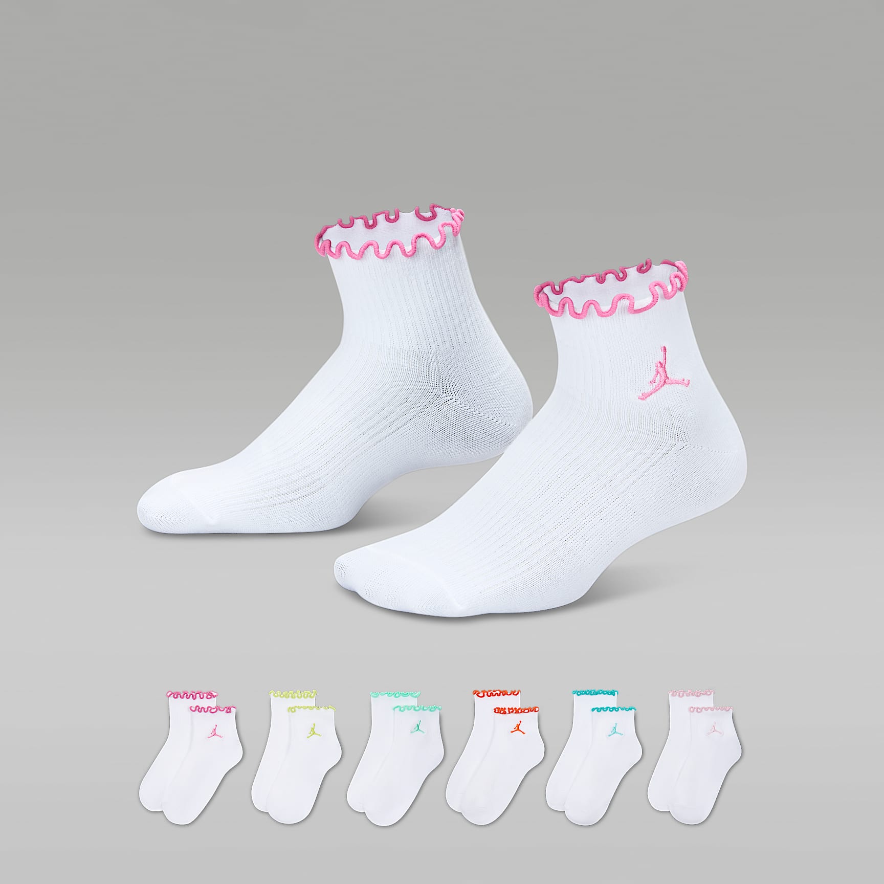 Calcetines al tobillo de borde ondulado para niños talla grande (6 pares) Jordan