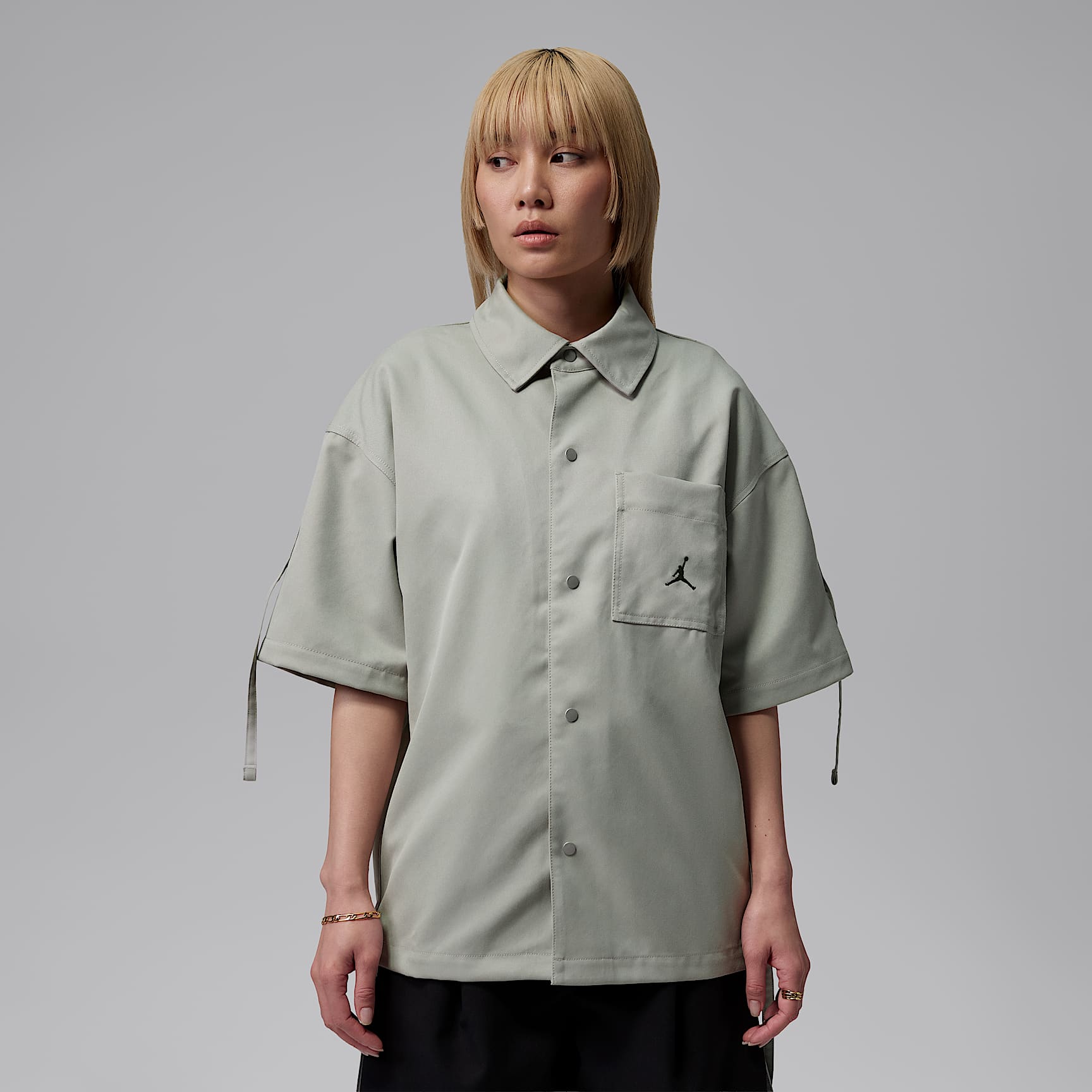 조던 여성 우븐 반팔 탑