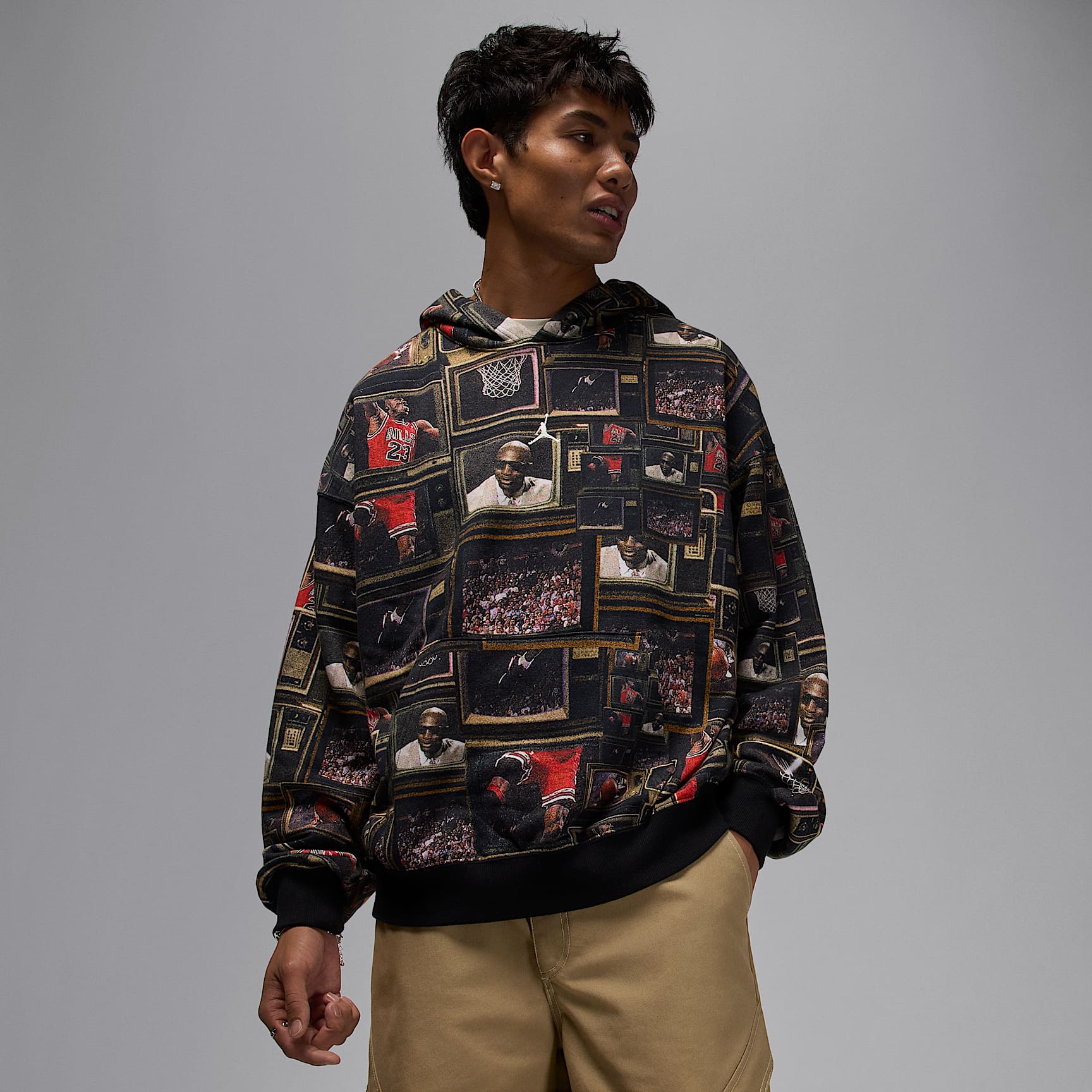 ジョーダン ブルックリン フリース メンズ プリント プルオーバー パーカー