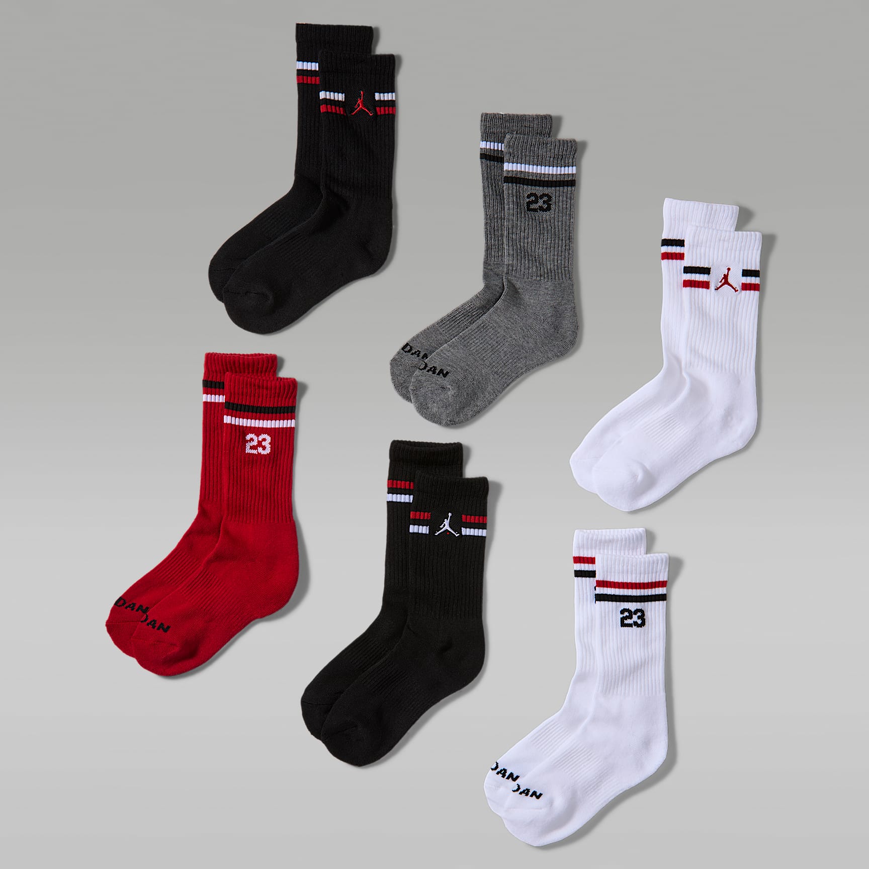 Jordan Icon Stripe Crew-Socken (6 Paar, Kinder)