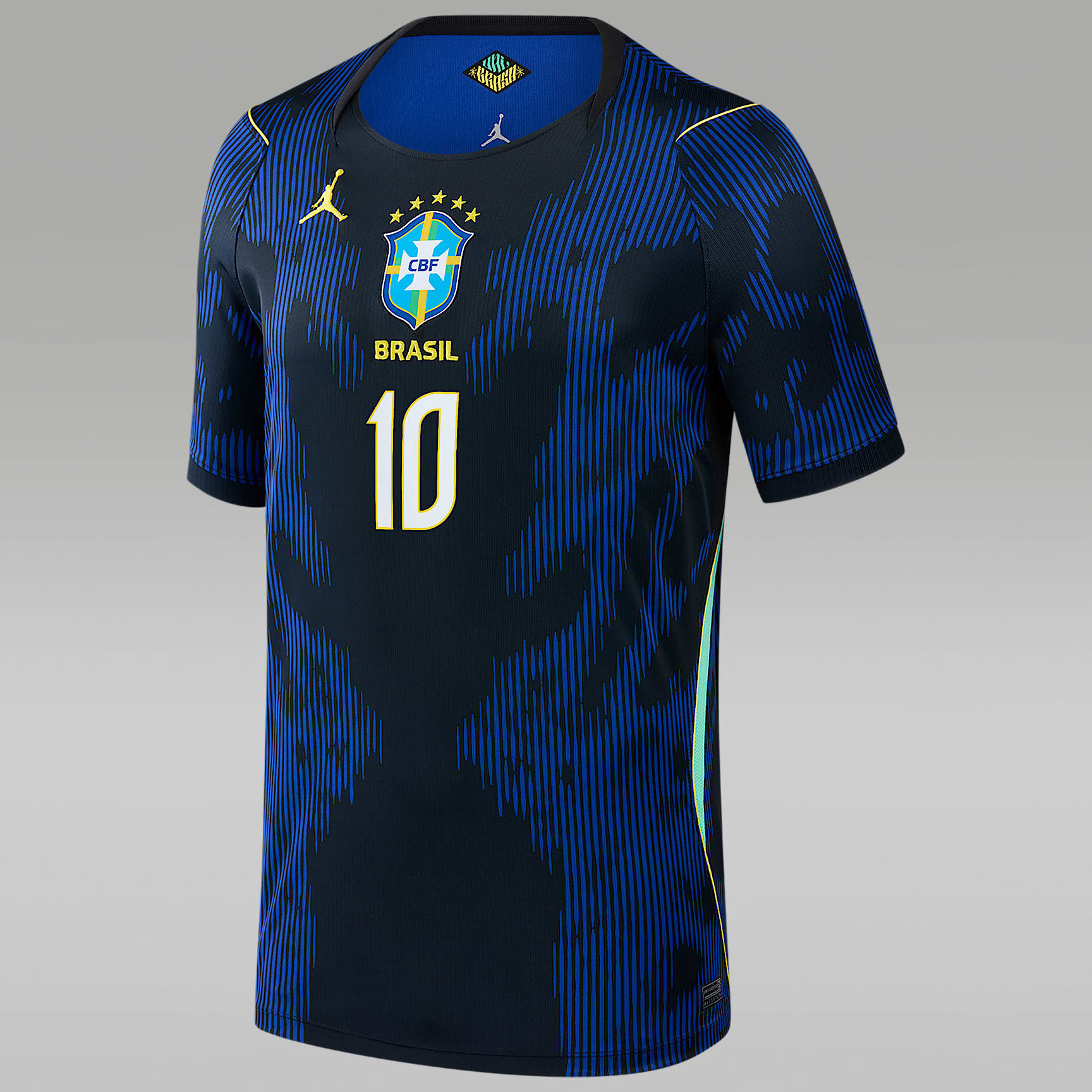 Jersey de futbol Jordan Dri-FIT Replica de la selección de Brasil visitante 2026 Stadium Neymar Jr. para niños talla grande