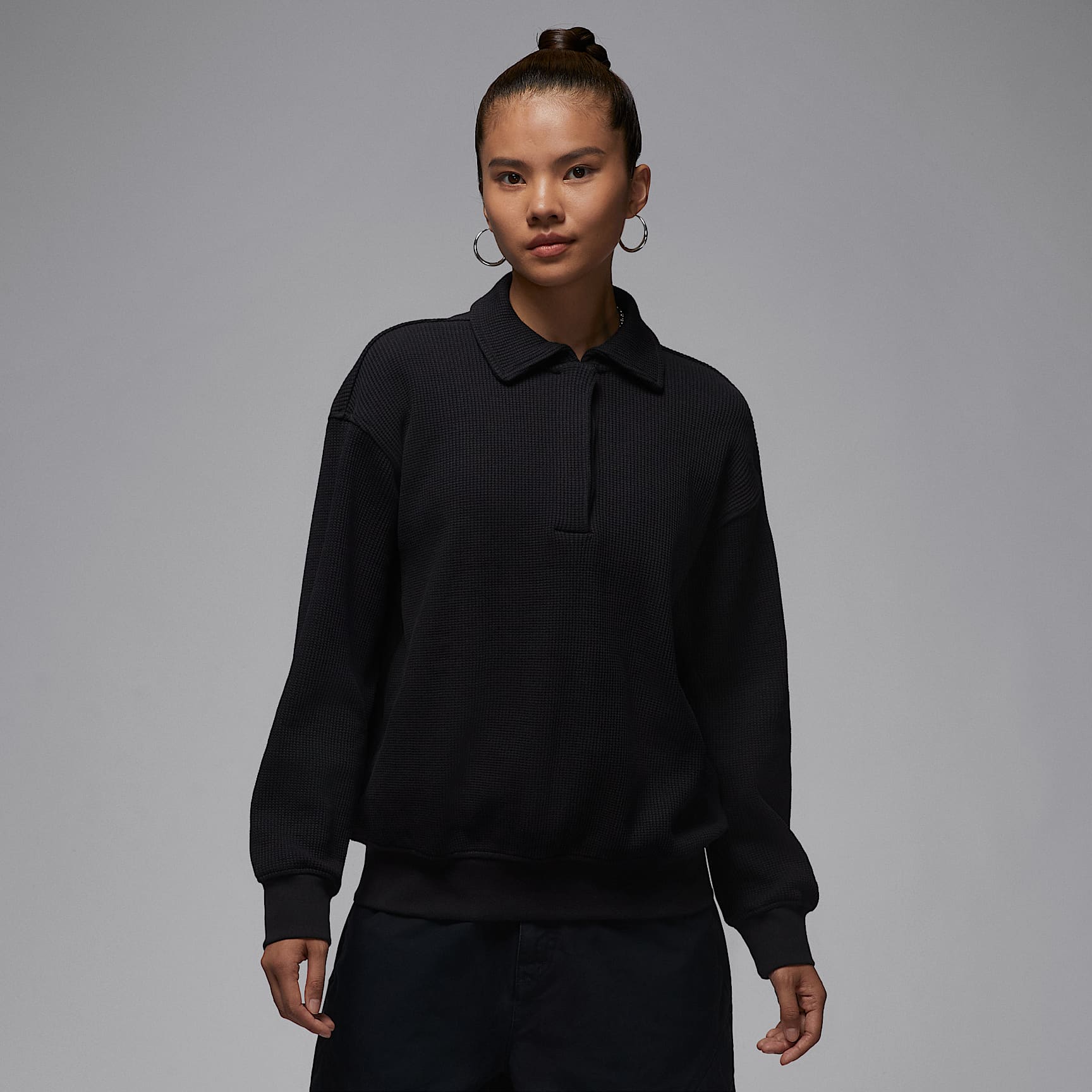 조던 플라이트 여성 긴팔 와플 탑