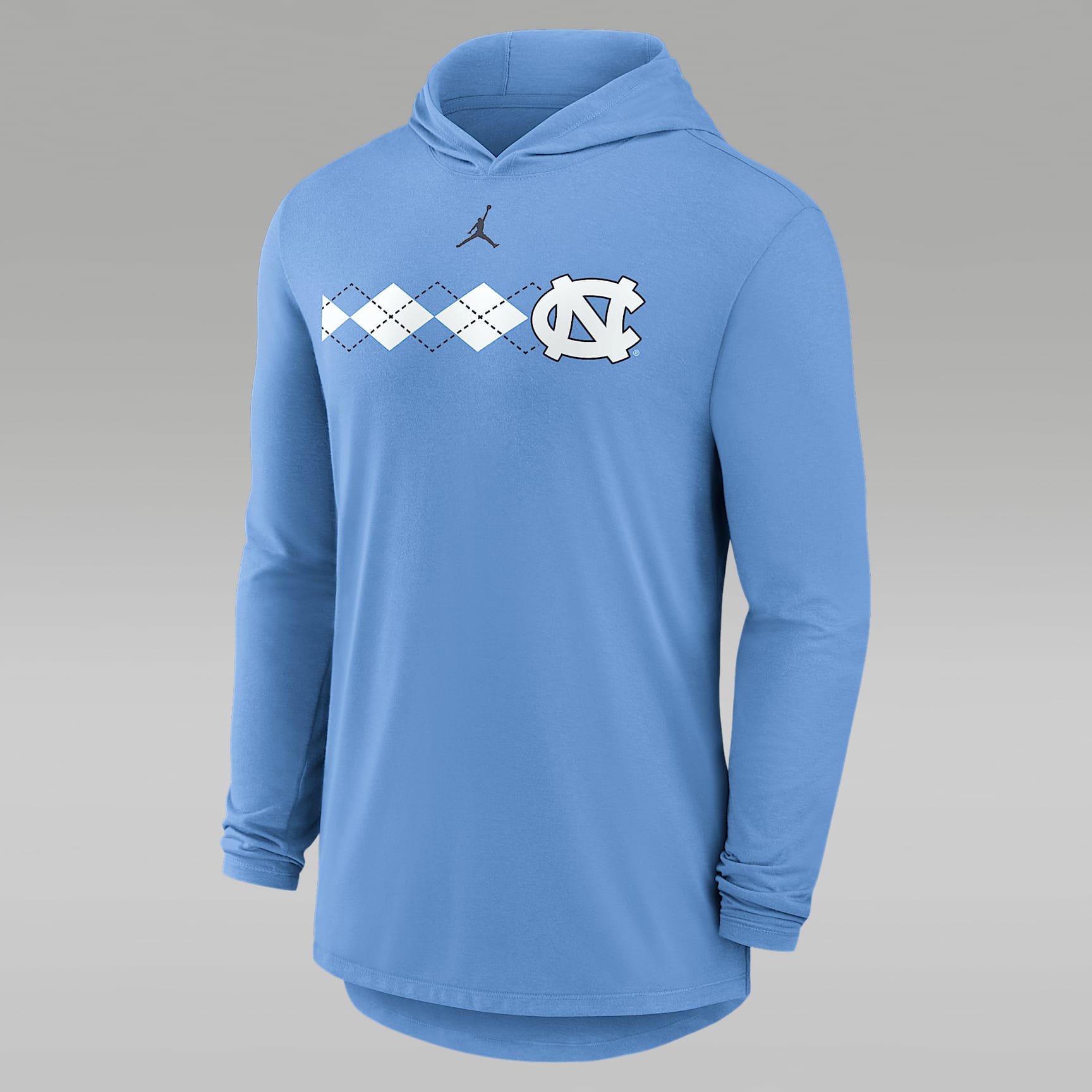 Playera de manga larga universitaria marca Jordan Dri-FIT con gorro y estampado para hombre North Carolina Primetime
