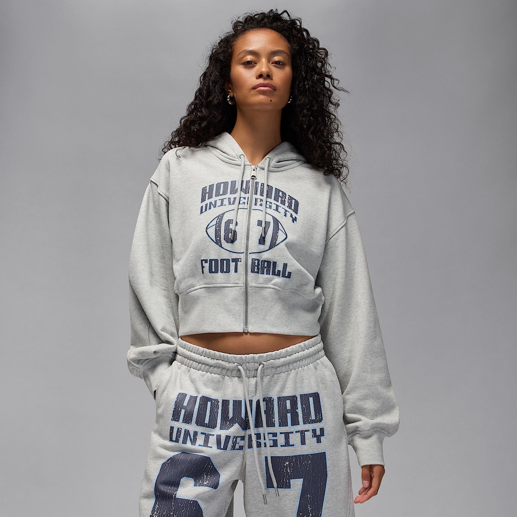 Jordan Flight Fleece x Howard University Women's Full-Zip Cropped Hoodie