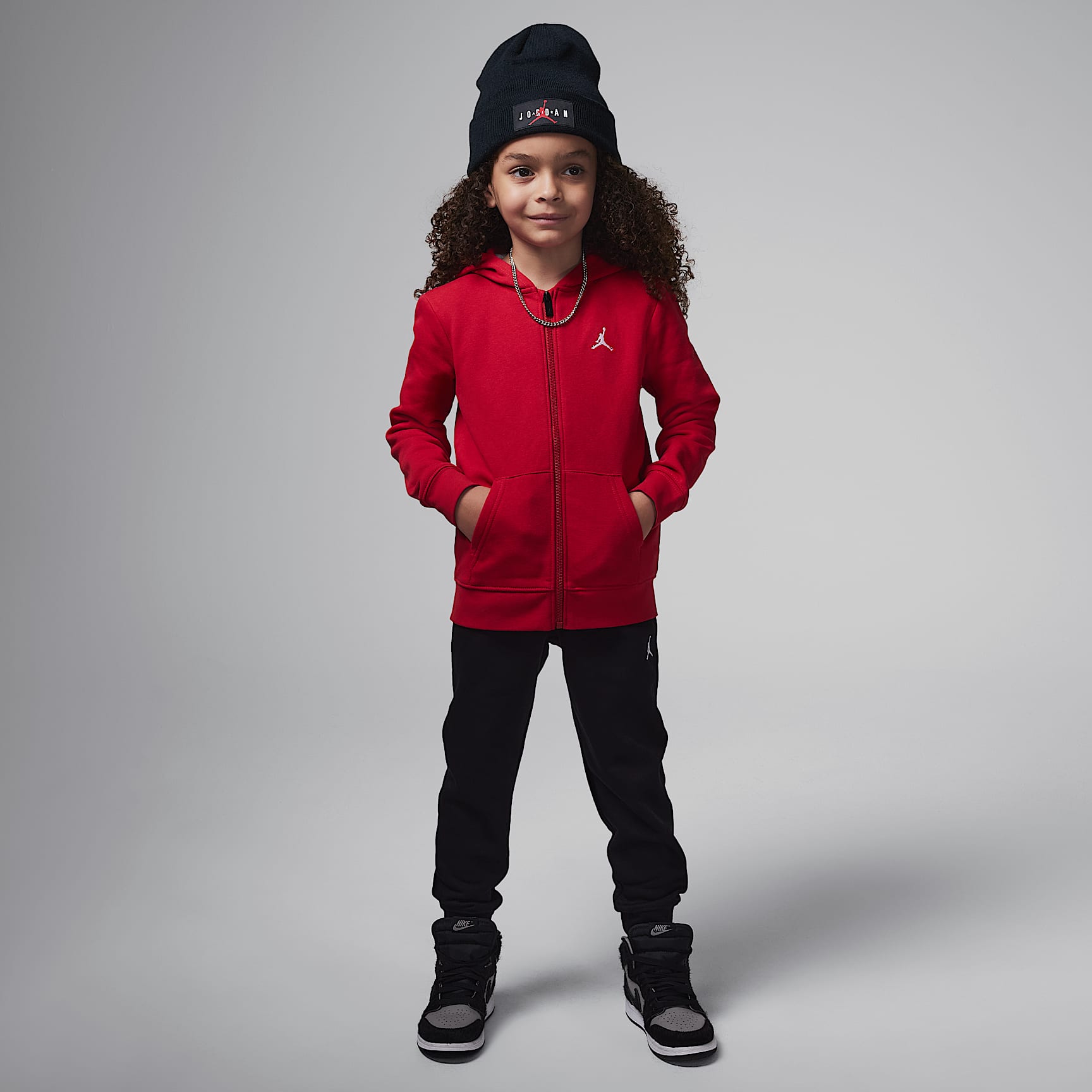 Conjunto de sudadera con gorro de dos piezas de cierre completo para niños talla pequeña Jordan Brooklyn Fleece