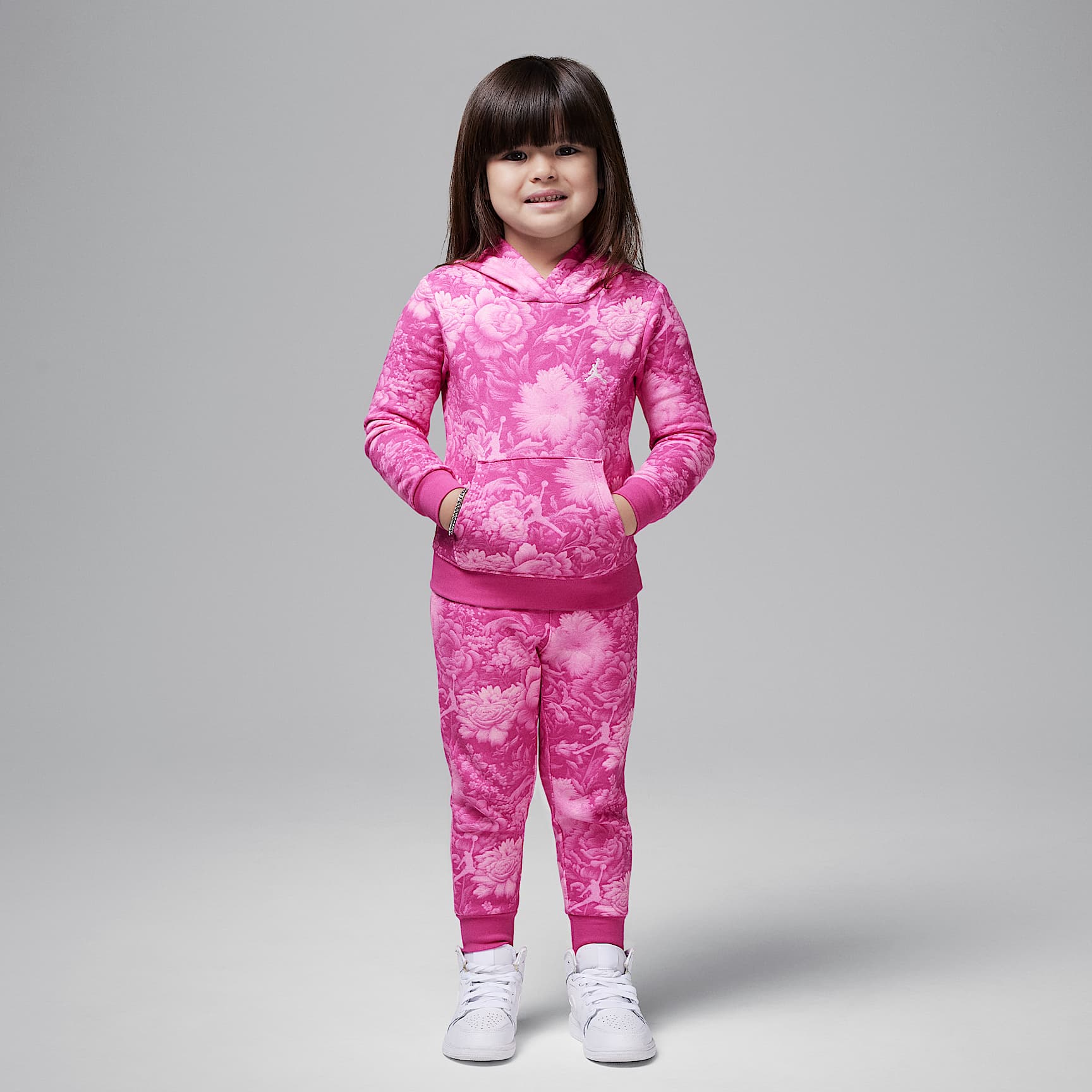 Conjunto de 2 piezas de sudadera con estampado floral infantil Jordan Brooklyn Essentials