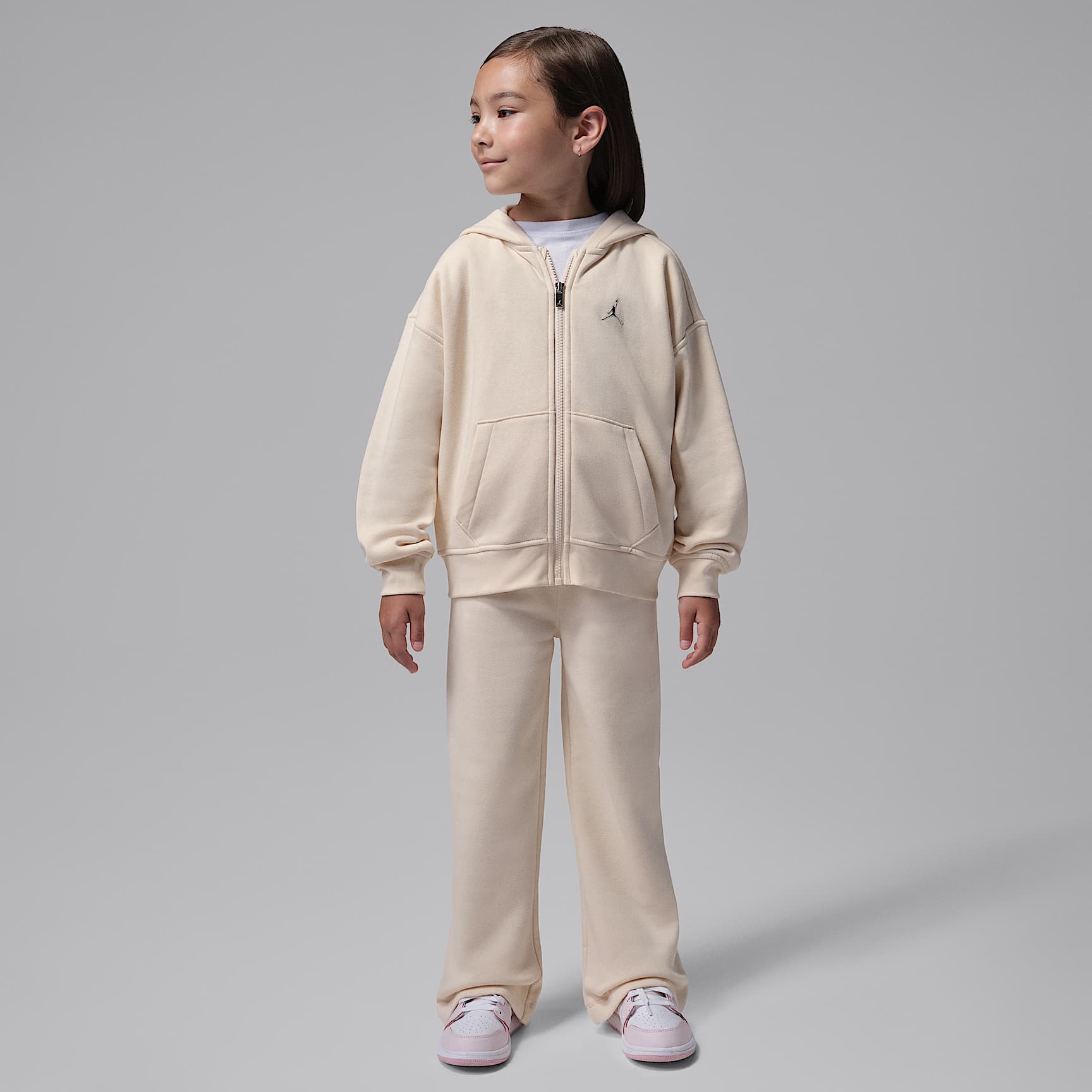 Conjunto de 2 piezas con sudadera con gorro de cierre completo para niños talla pequeña Jordan Brooklyn Fleece