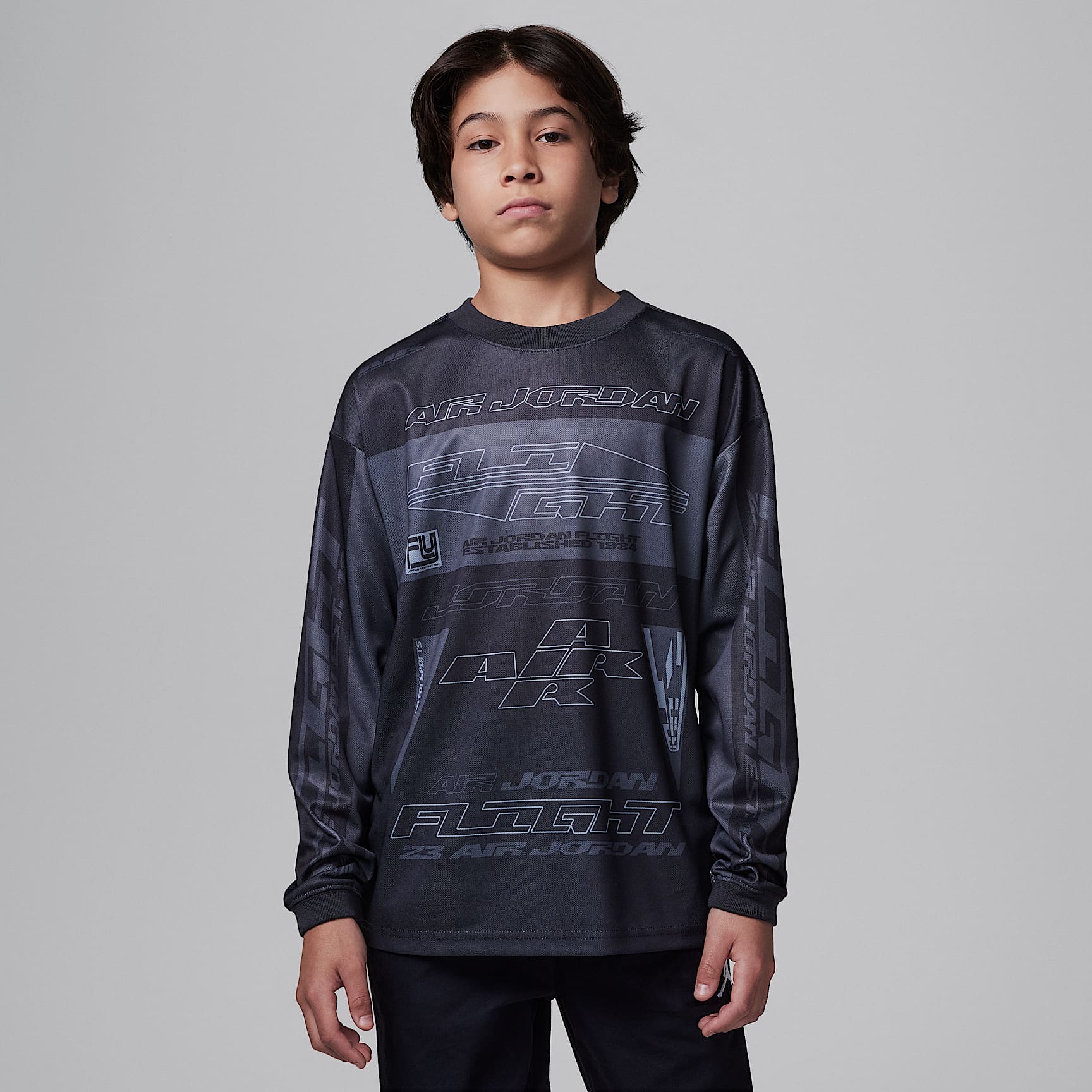 Jordan MVP Older Kids' Dri-FIT Motorsports Long-Sleeve Jersey T-Shirt