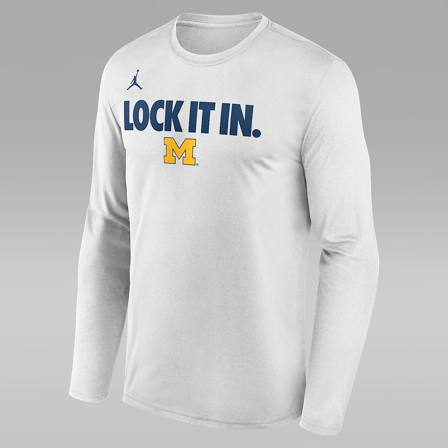 Playera de manga larga universitaria Nike Dri-FIT para hombre Michigan 2026 On-Court Bench