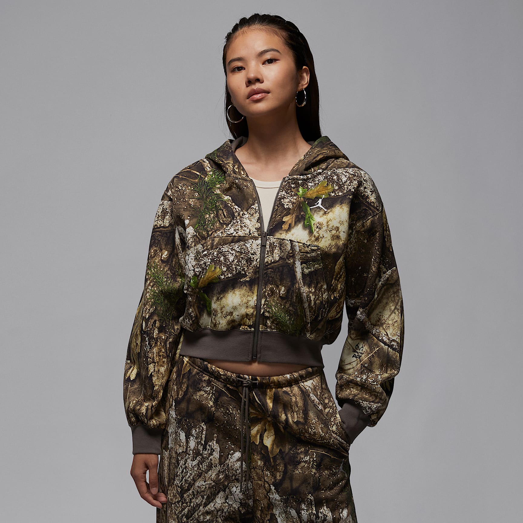 조던 브루클린 플리스 여성 리얼트리 모드 크롭 풀집 후디