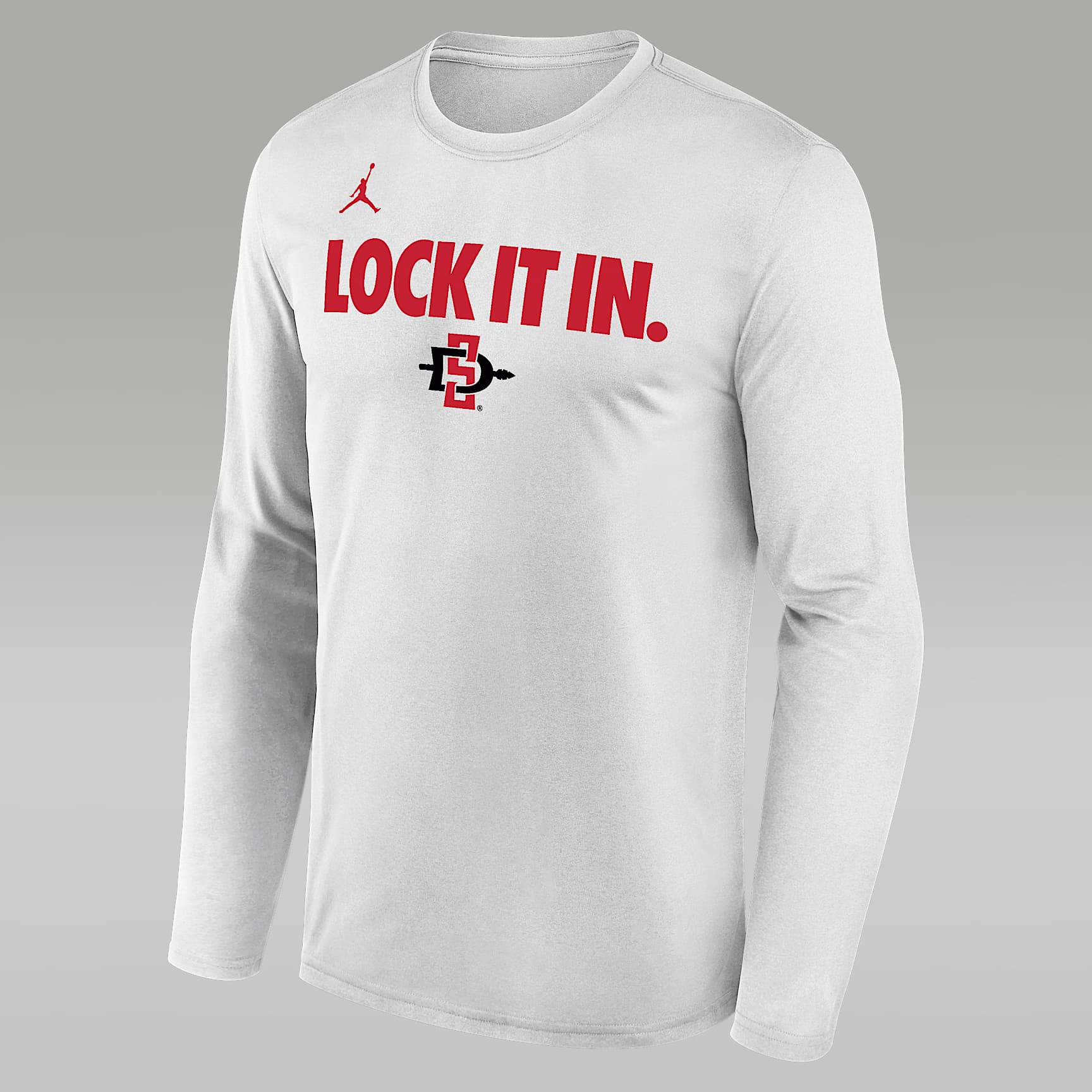 Playera de manga larga universitaria Nike Dri-FIT para hombre San Diego State 2026 On-Court Bench