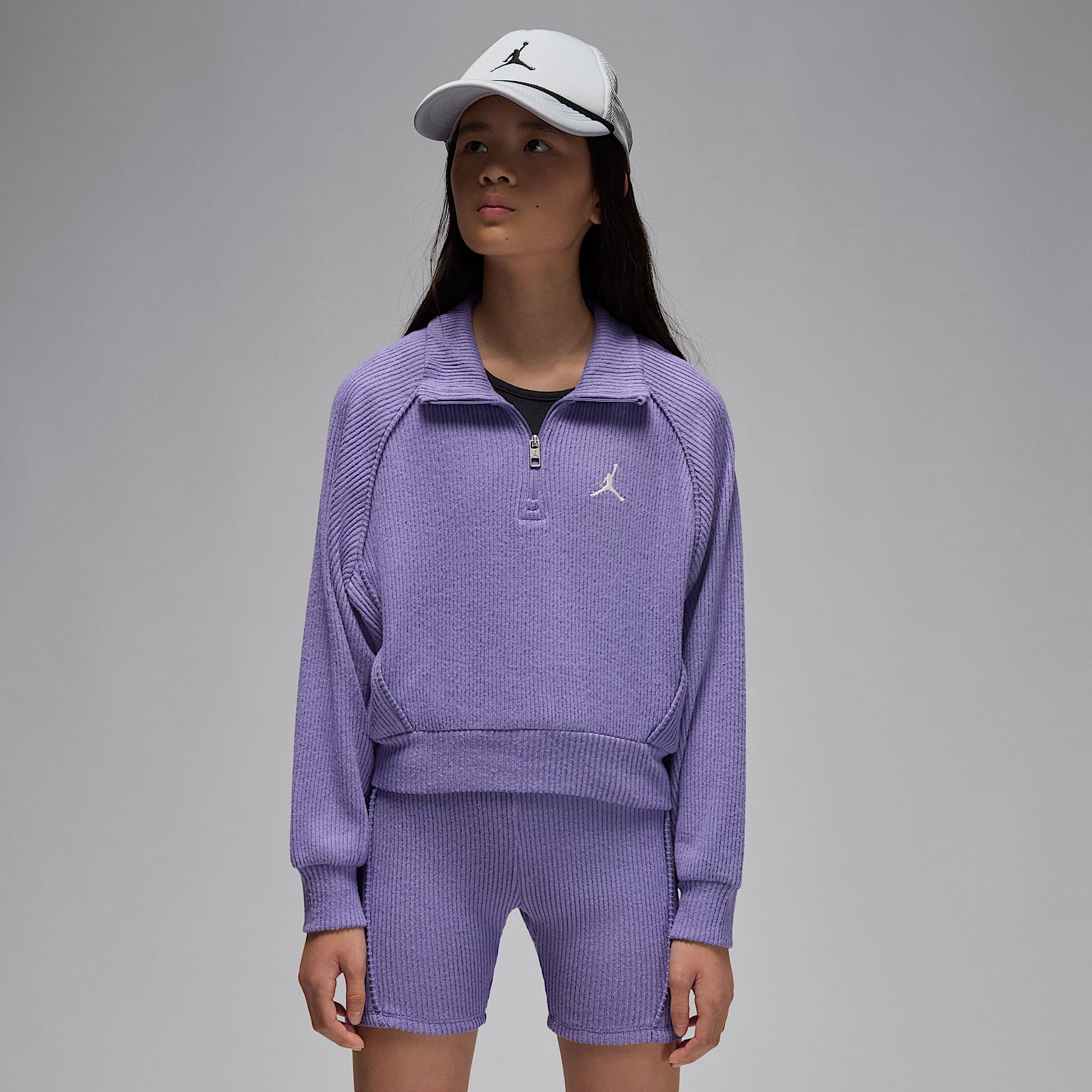 Playera de manga larga con cierre de un cuarto para niños talla grande Jordan