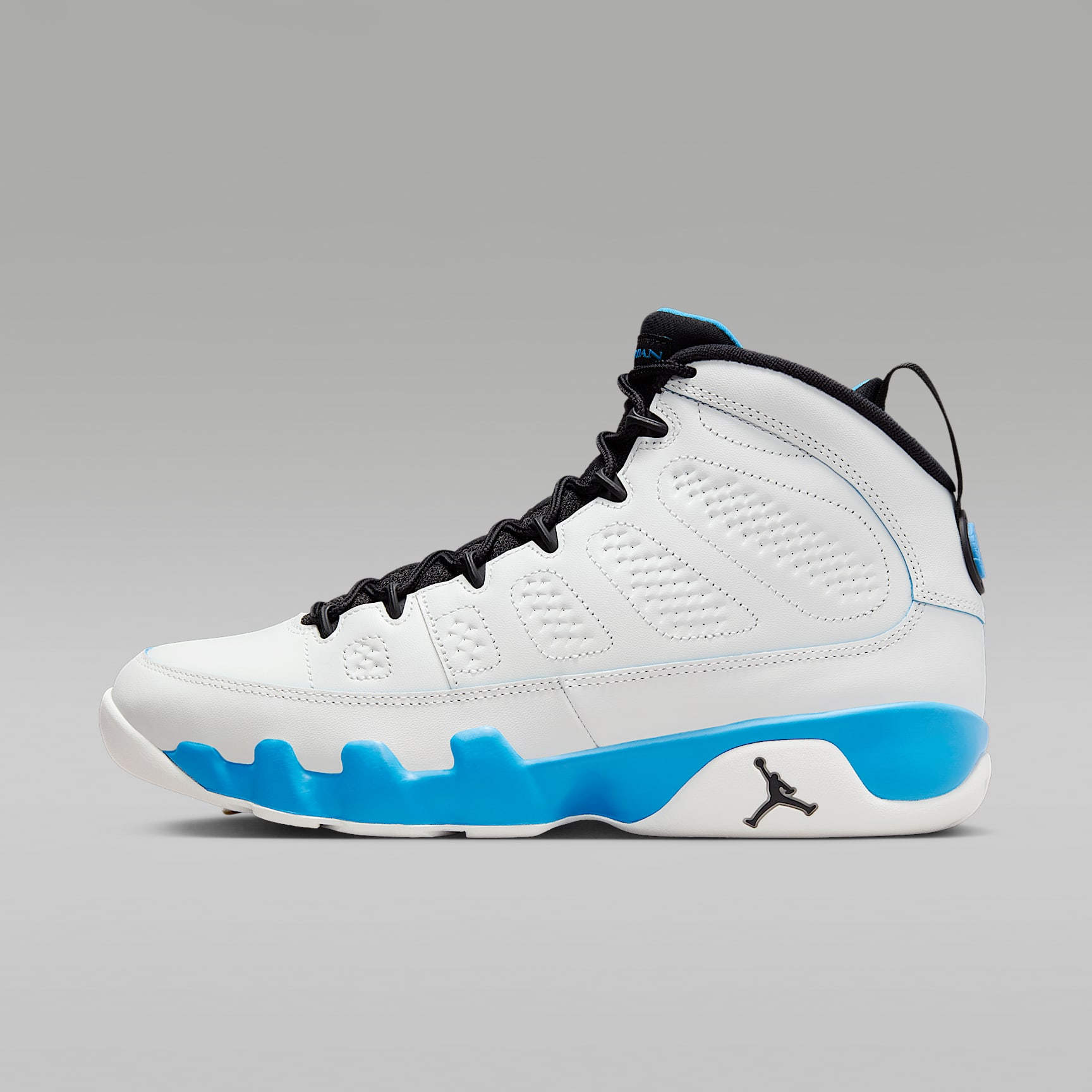 navy blue and white jordan 9
