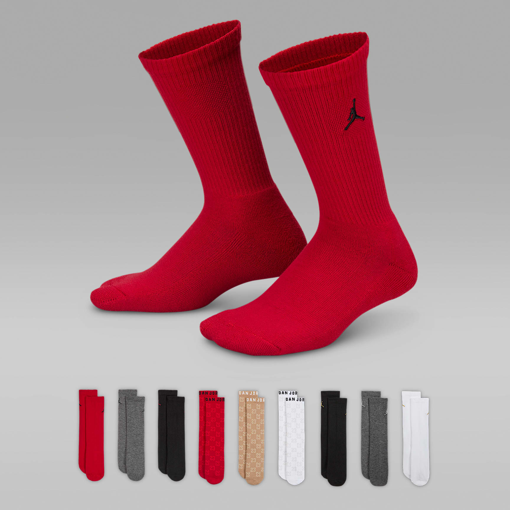 Jordan cadeauverpakking voor de feestdagen met crewsokken voor kids (9 paar)