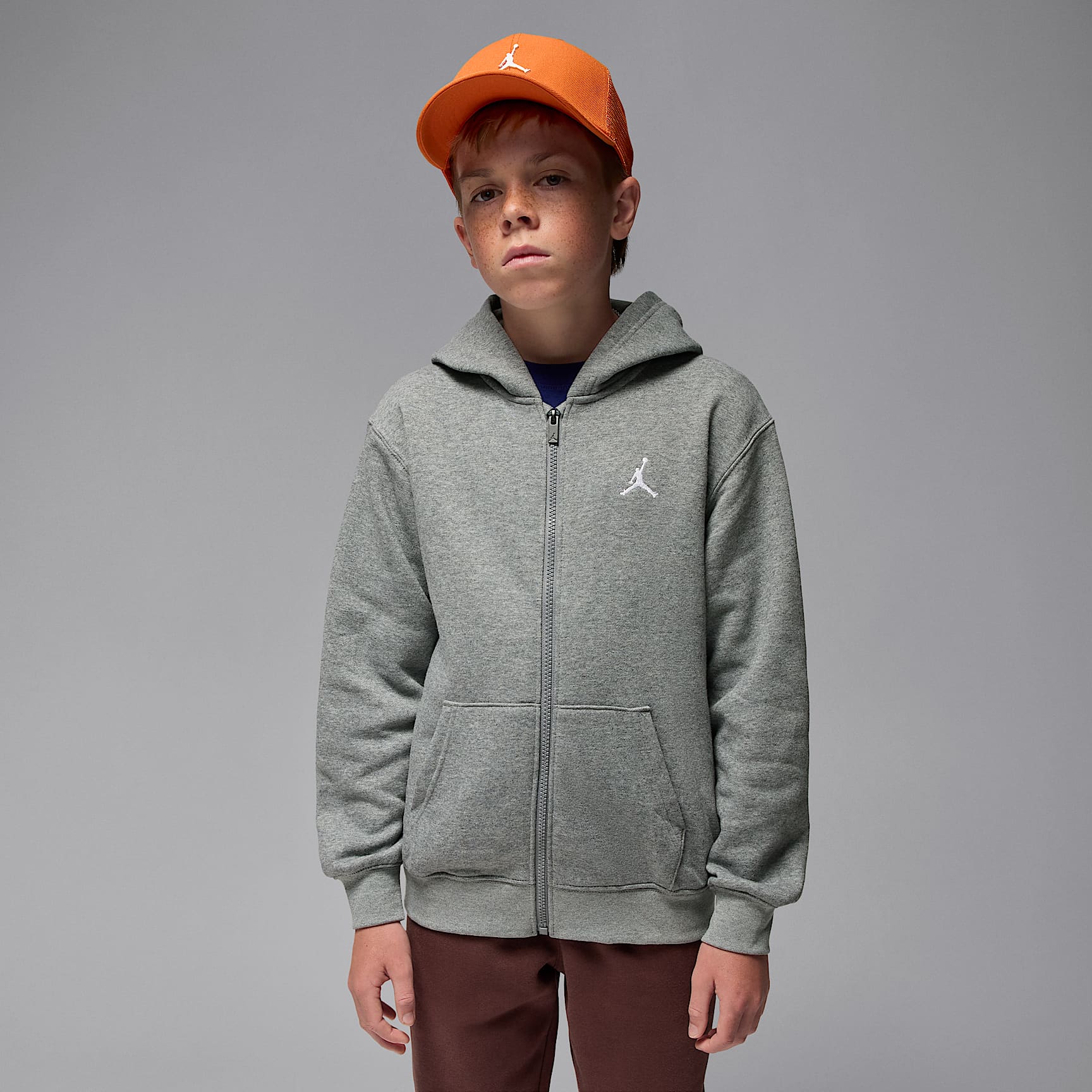 Sudadera con gorro de cierre completo para niños talla grande Jordan Brooklyn Fleece