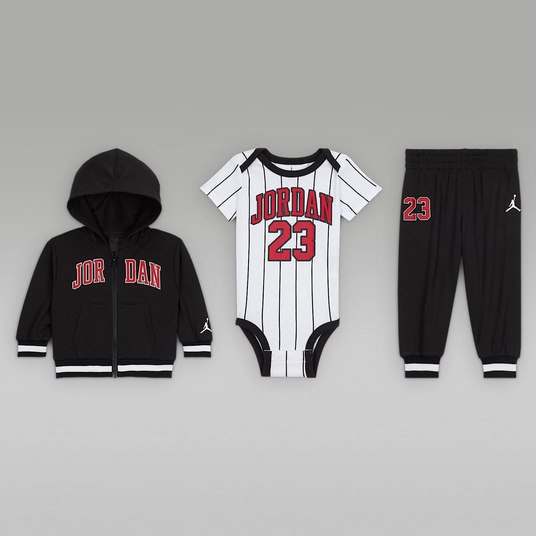 Conjunto de 3 piezas con sudadera con gorro estilo jersey 23 de cierre completo para bebé (de 3 a 6 meses) Jordan