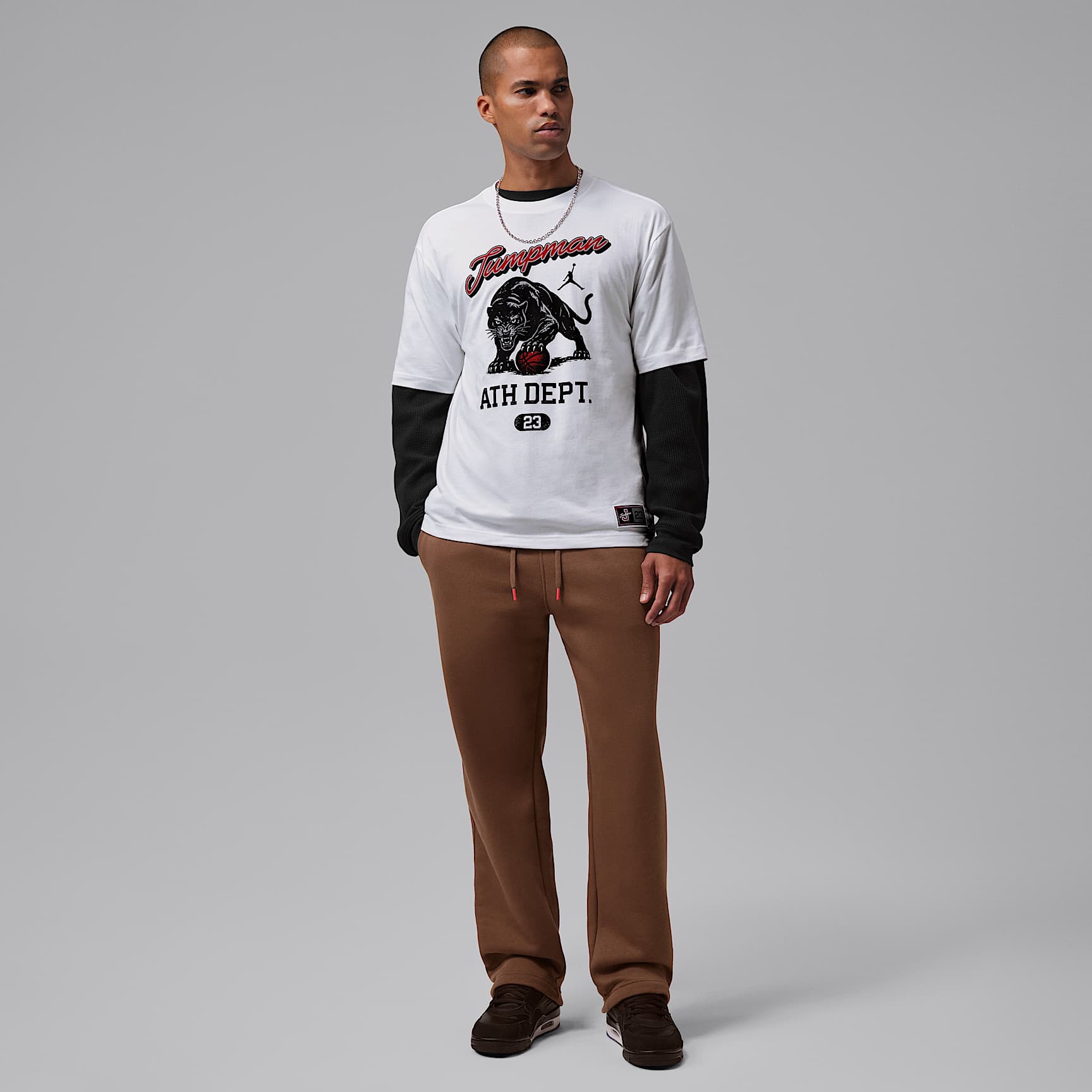 Pants de tejido Fleece con dobladillo abierto para hombre Statement Jordan Brooklyn