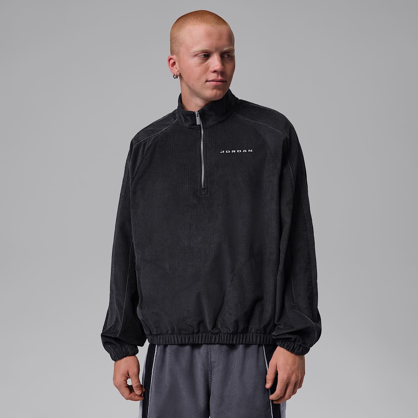 Jordan Flight corduroy herentop met halflange rits