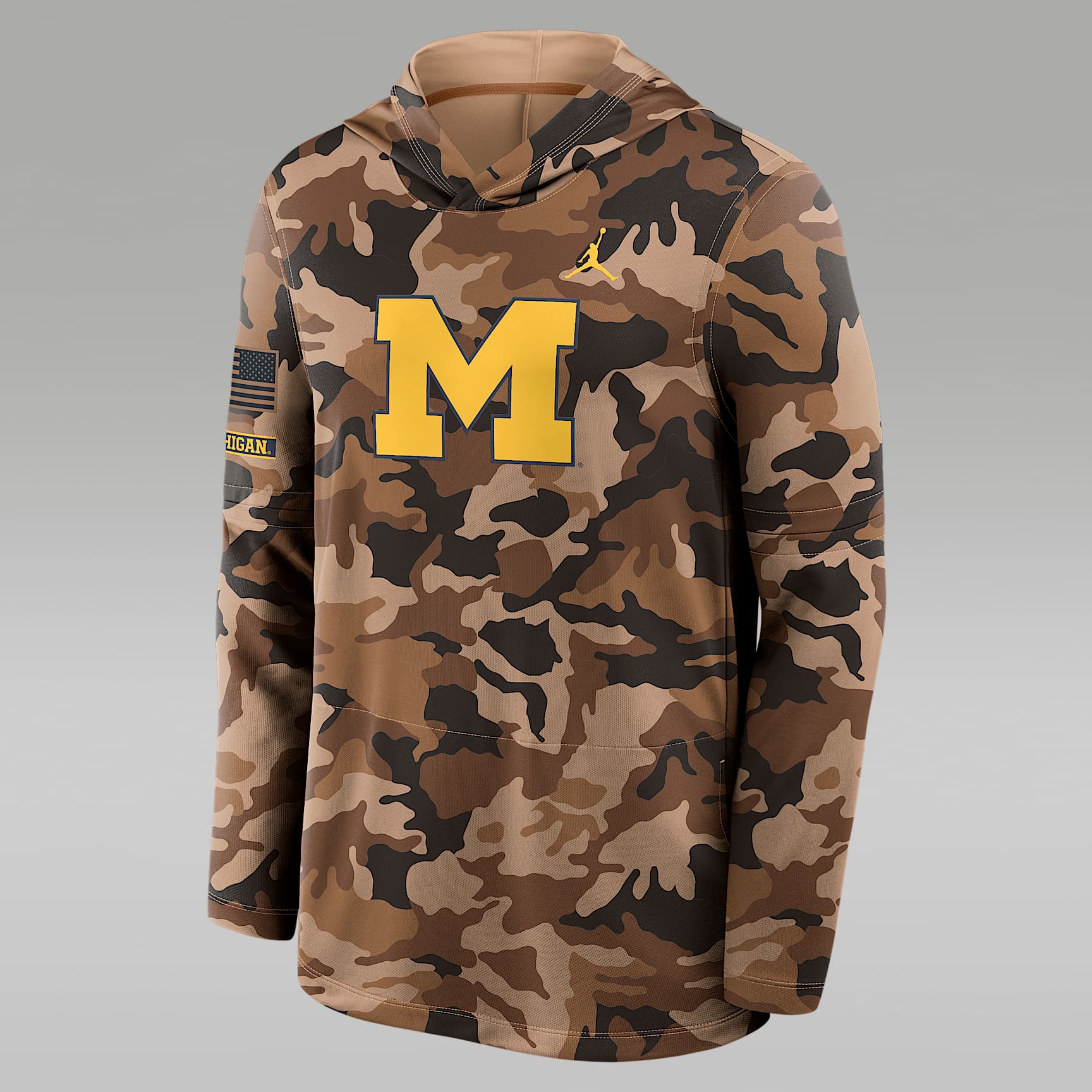 Michigan Military Appreciation Men's Jordan Brand Dri-FIT College Long-Sleeve Hooded Top
