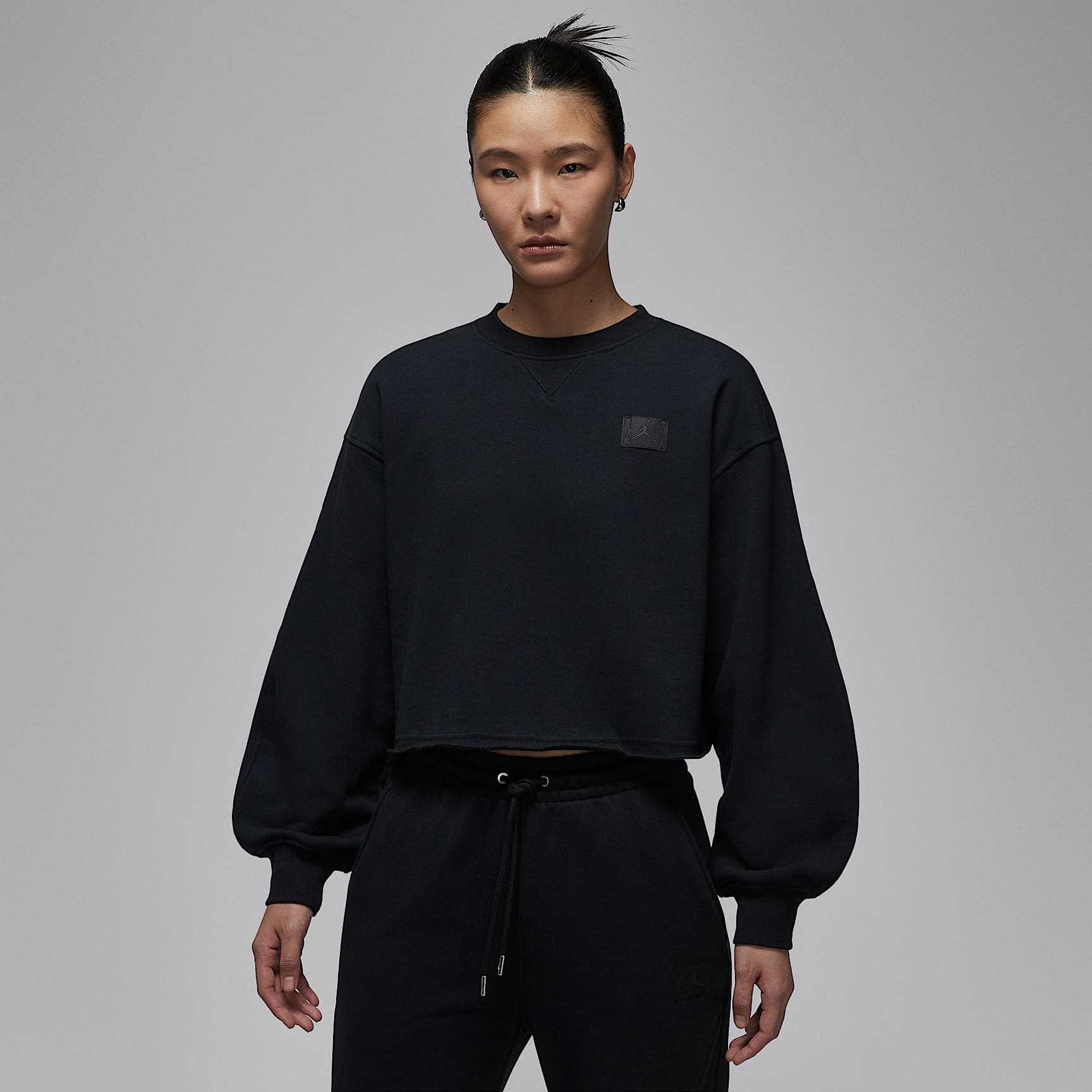 조던 플라이트 플리스 여성 모드 크롭 크루넥 스웻셔츠