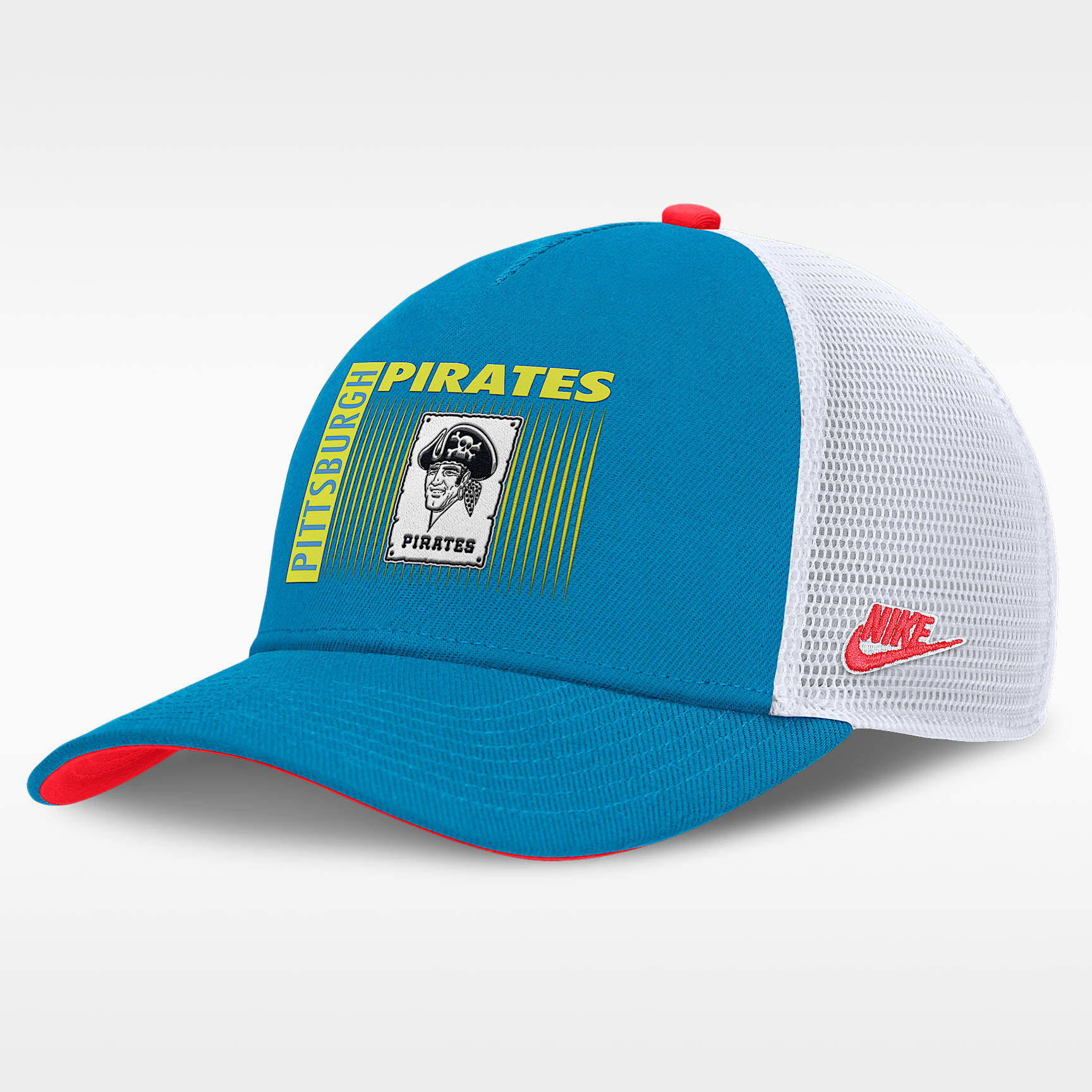 Gorra de rejilla Nike Dri-FIT de la MLB ajustable para hombre Pittsburgh Pirates Neon 90s Rise
