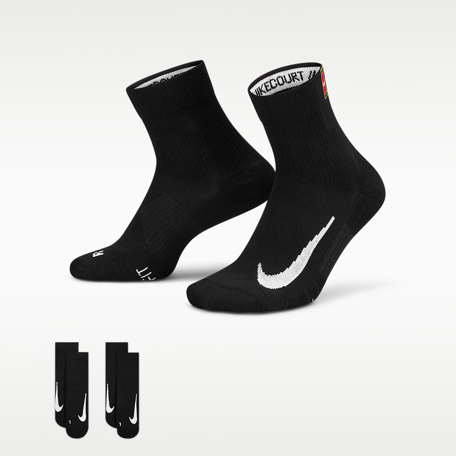 NikeCourt Multiplier Max Tennis Ankle Socks (2 Pairs)